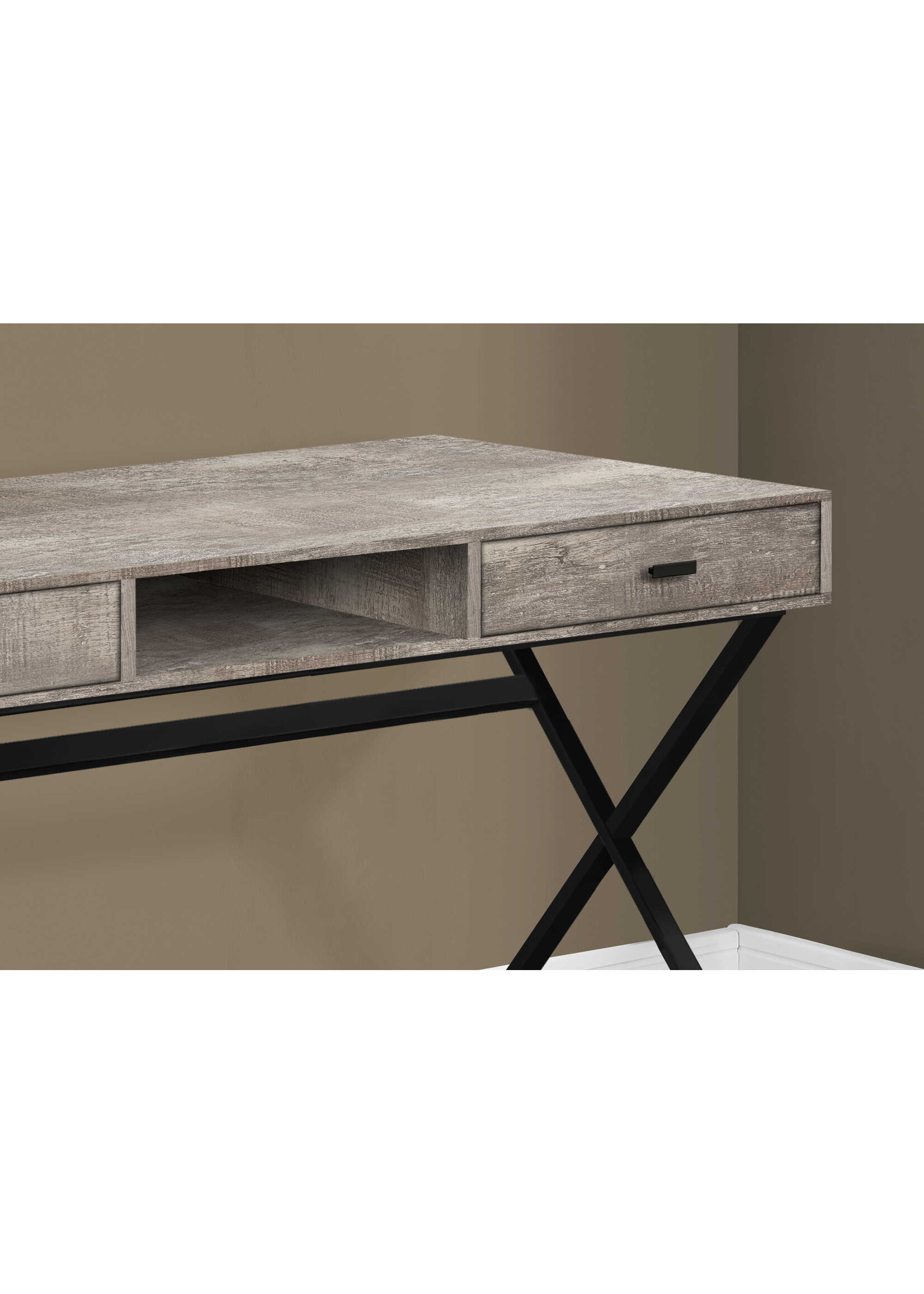 COMPUTER DESK - 48"L / TAUPE RECLAIMED WOOD / BLACK METAL