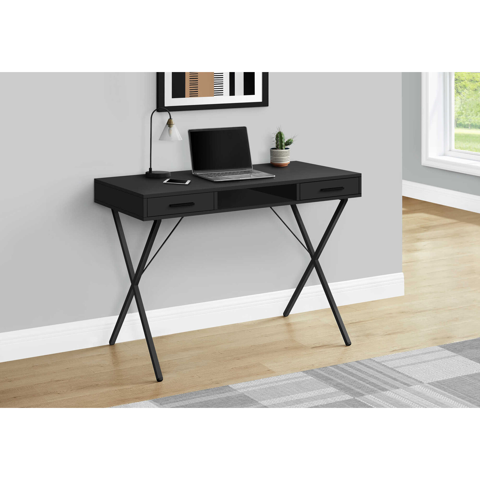 BUREAU - 42"L / NOIR / METAL NOIR