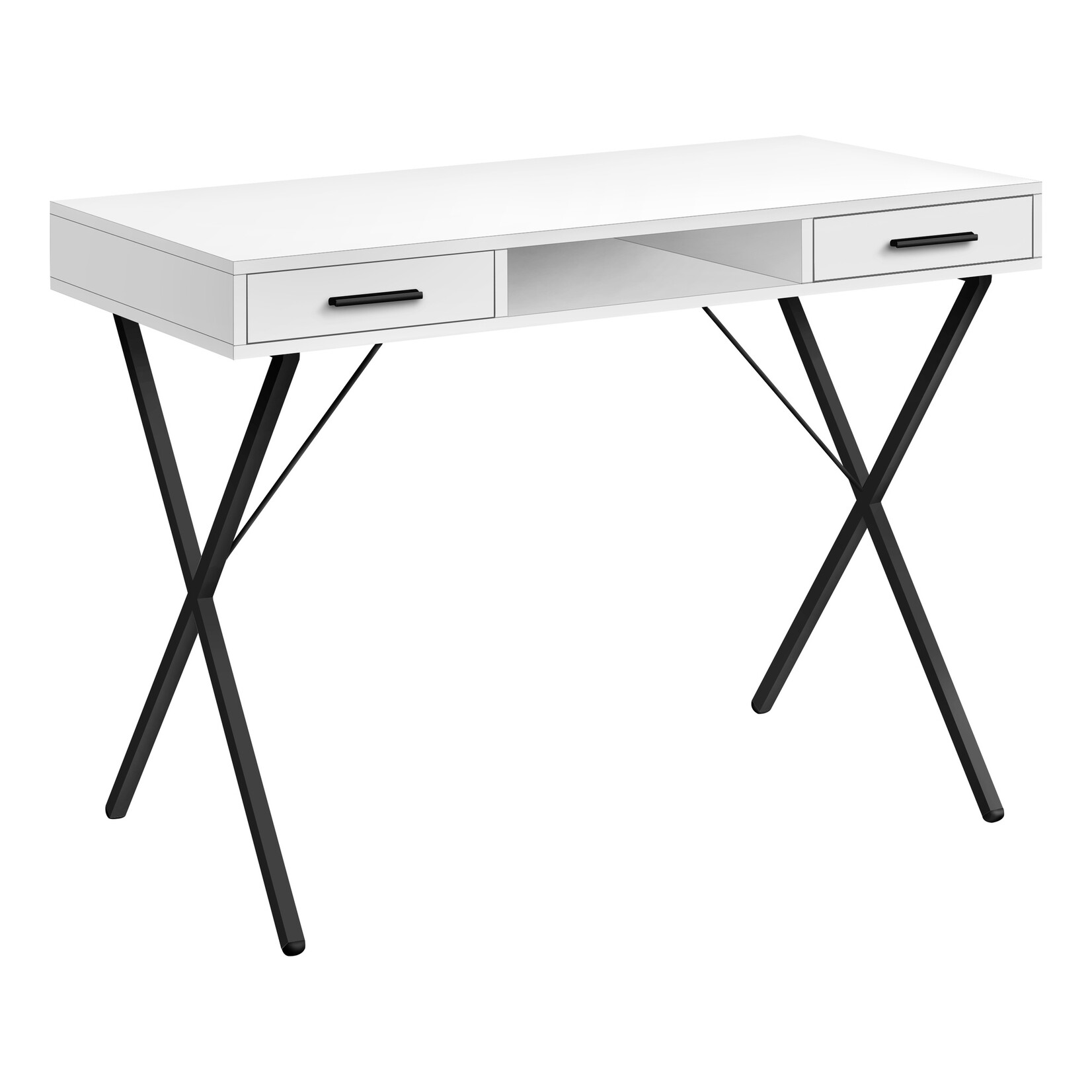 BUREAU - 42"L / BLANC / METAL NOIR
