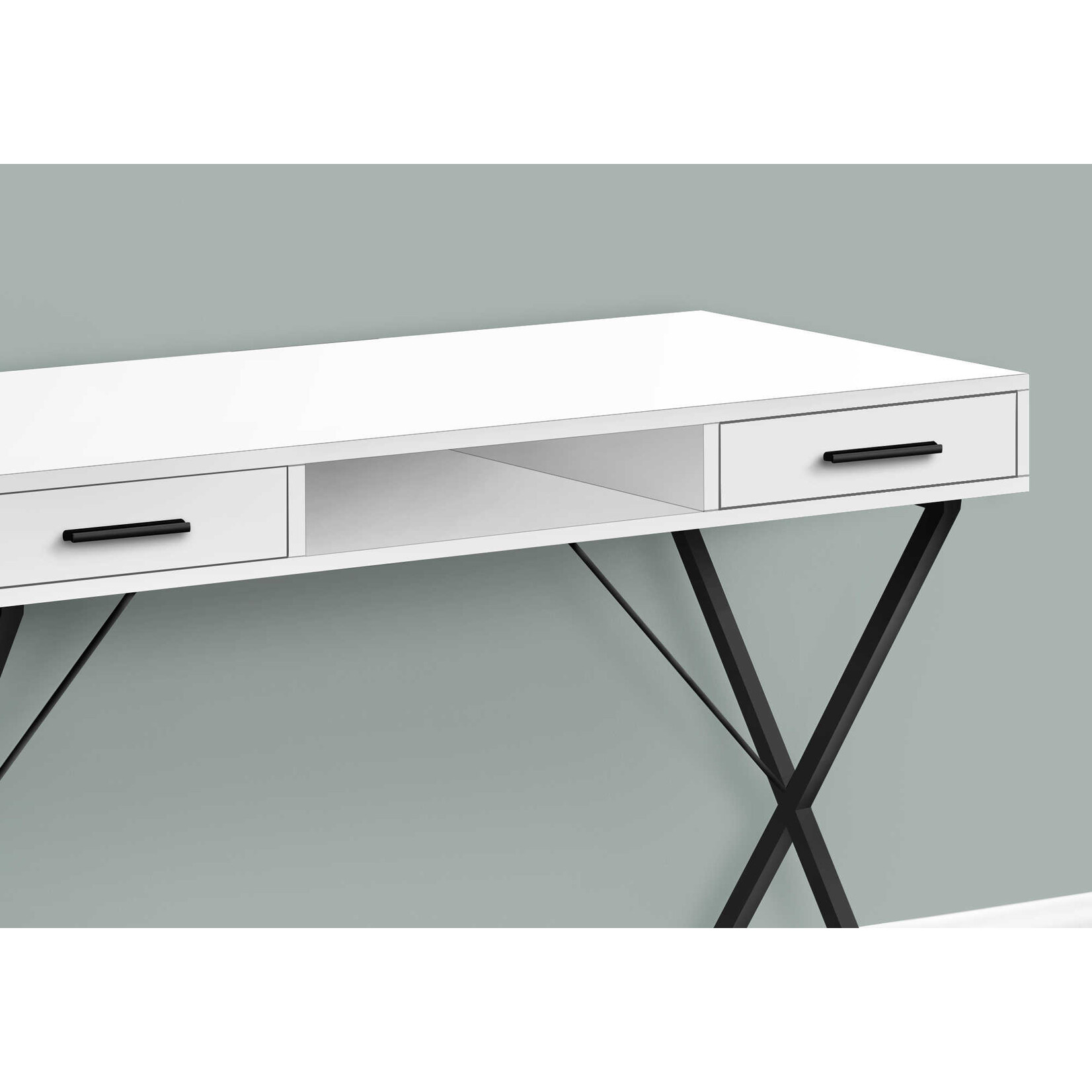 BUREAU - 42"L / BLANC / METAL NOIR