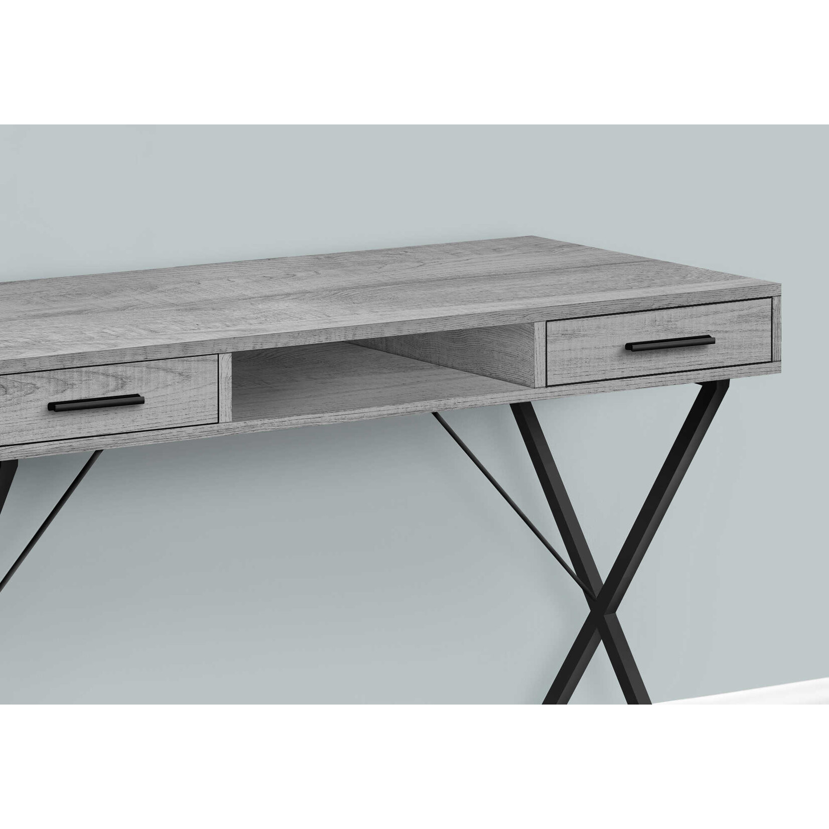 COMPUTER DESK - 42"L / GREY / BLACK METAL
