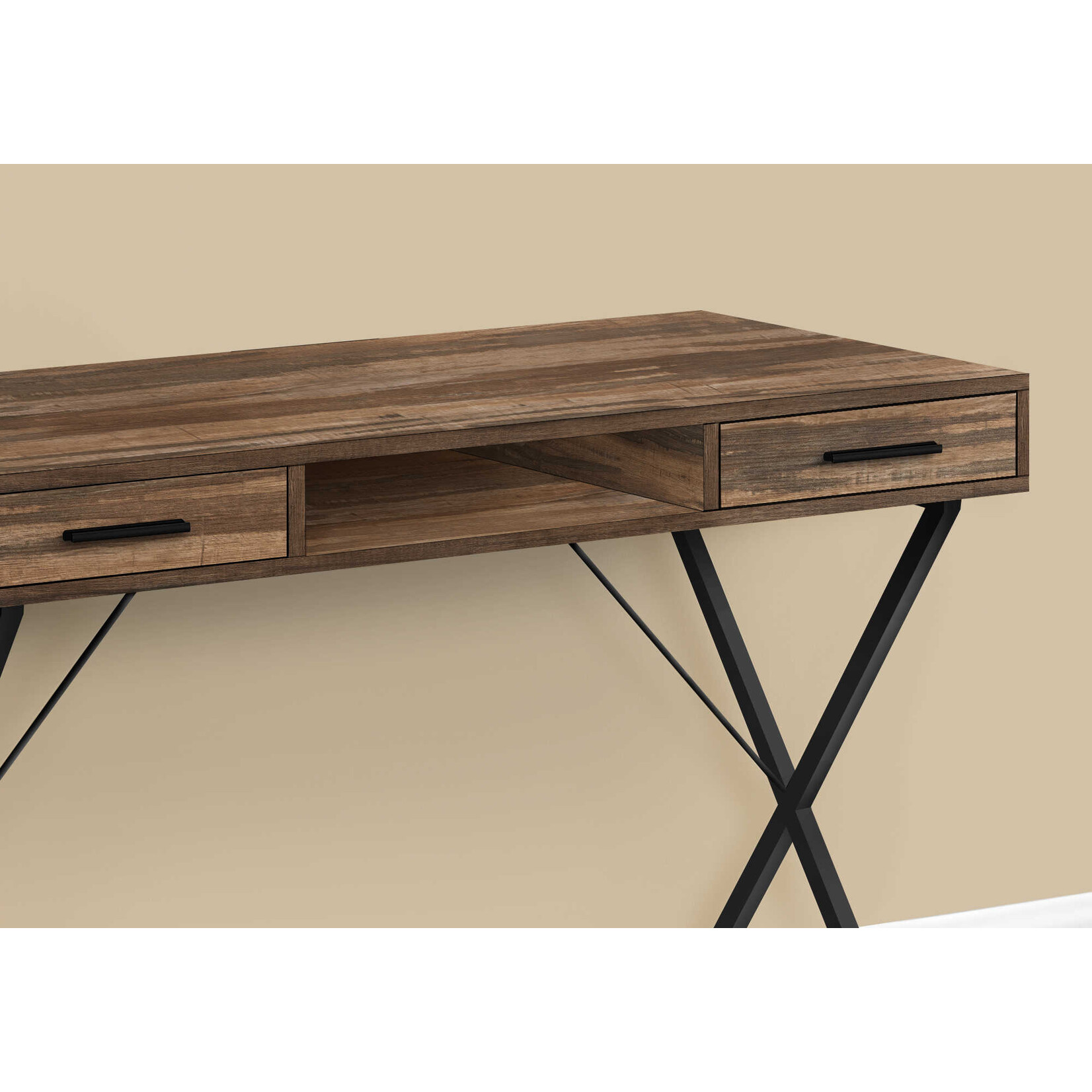 COMPUTER DESK - 42"L / BROWN RECLAIMED WOOD / BLACK METAL