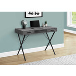 COMPUTER DESK - 42"L / GREY STONE-LOOK / BLACK METAL