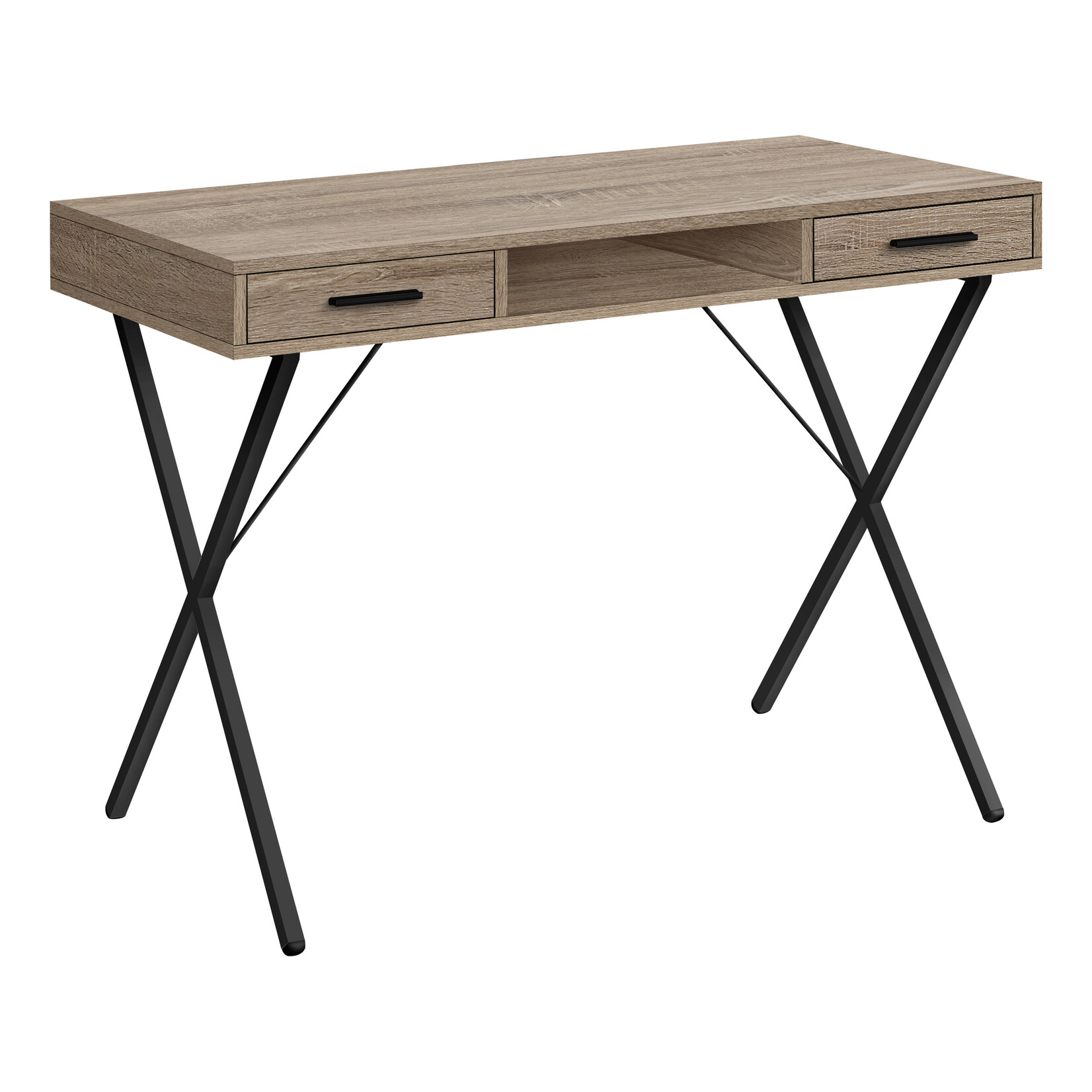 BUREAU - 42"L / TAUPE FONCE / METAL NOIR
