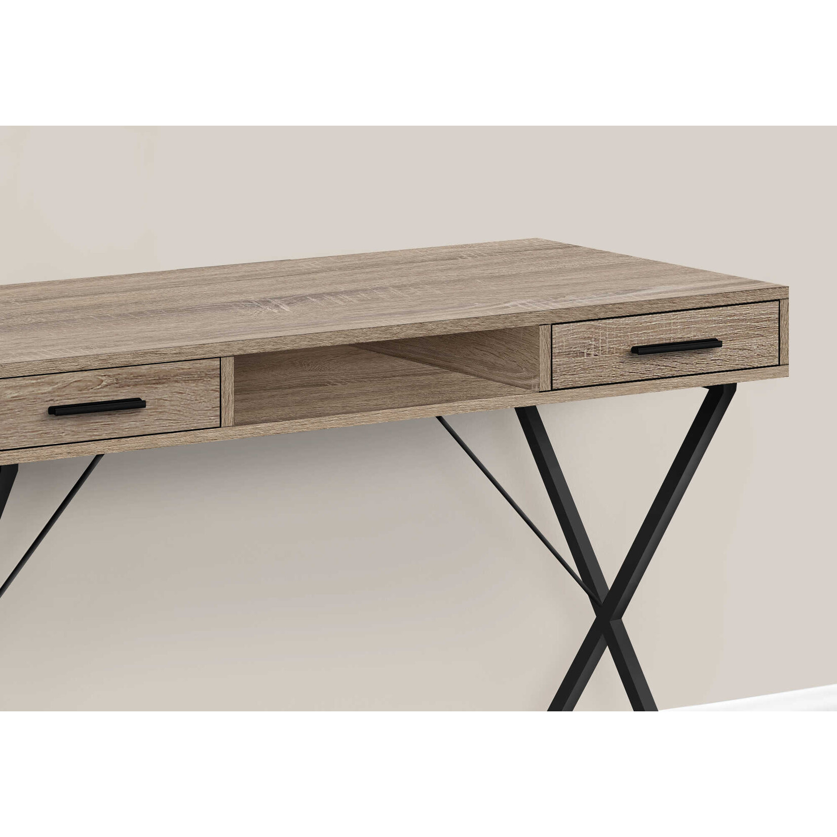 BUREAU - 42"L / TAUPE FONCE / METAL NOIR