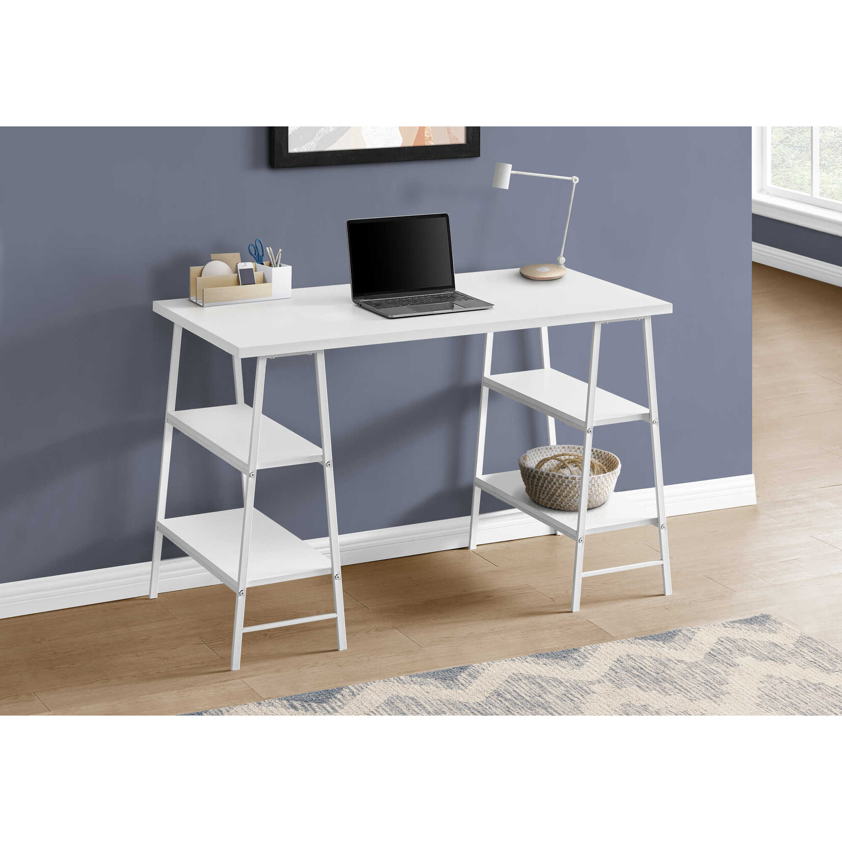 COMPUTER DESK - 48"L / WHITE / WHITE METAL