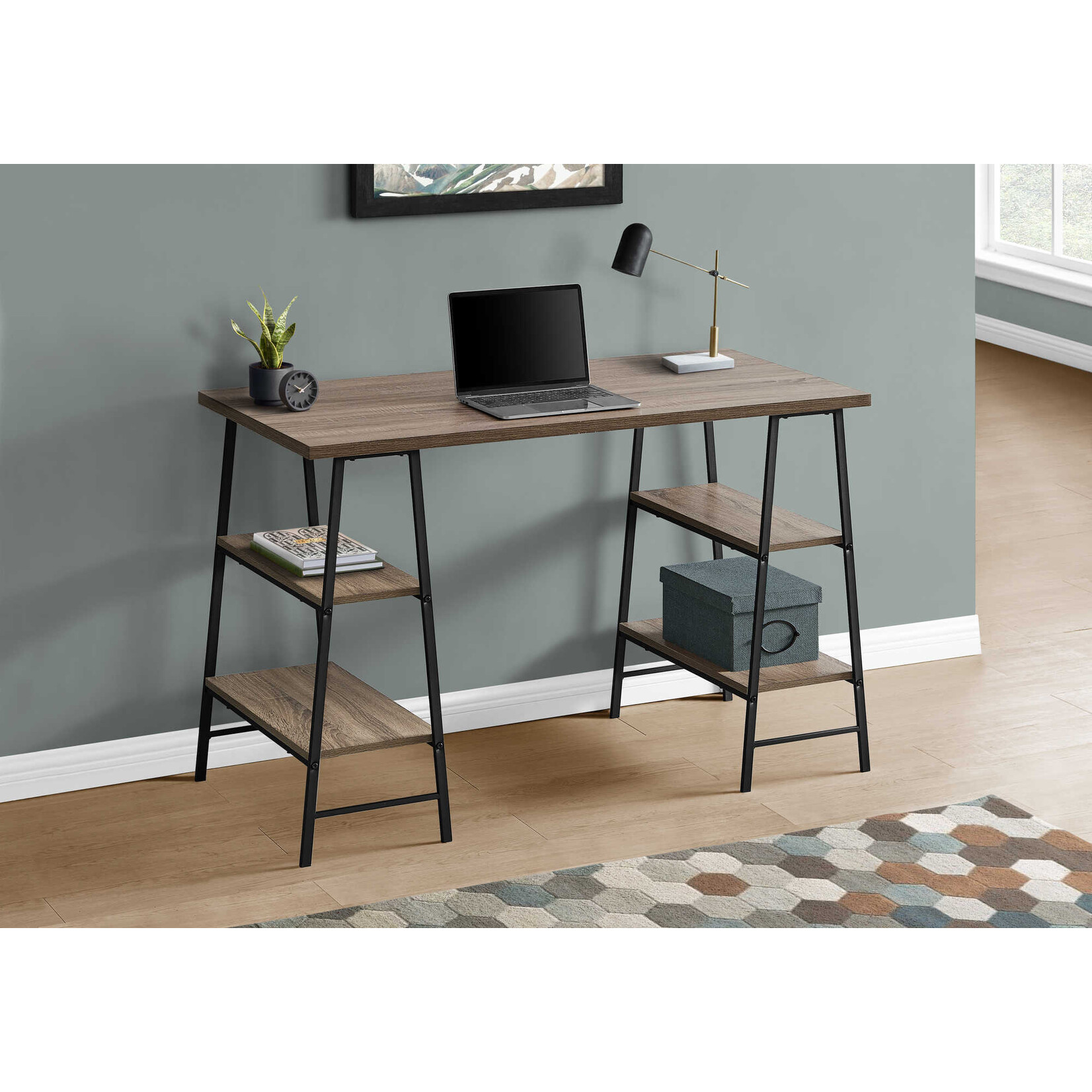 BUREAU - 48"L / TAUPE FONCE / METAL NOIR