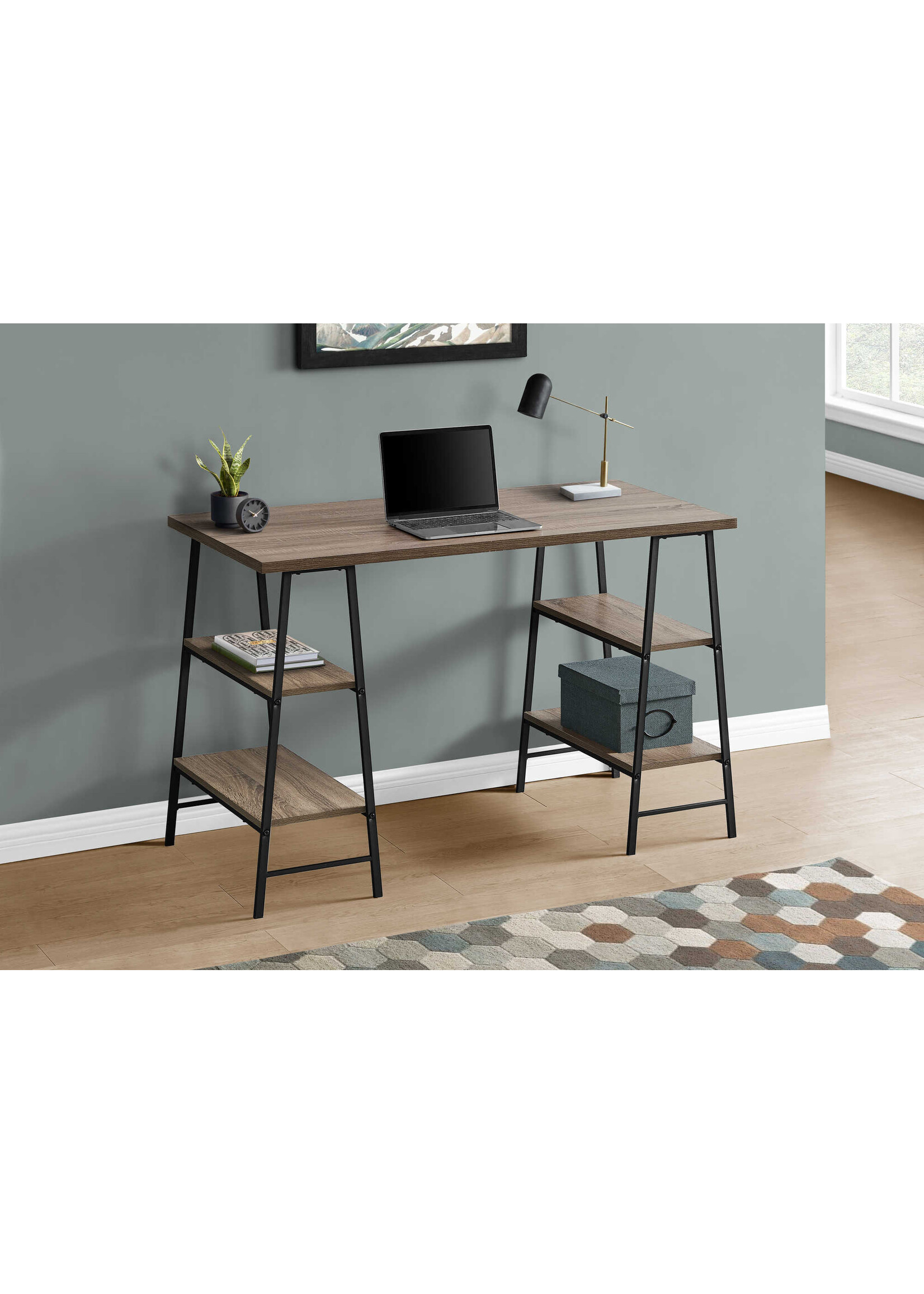 BUREAU - 48"L / TAUPE FONCE / METAL NOIR