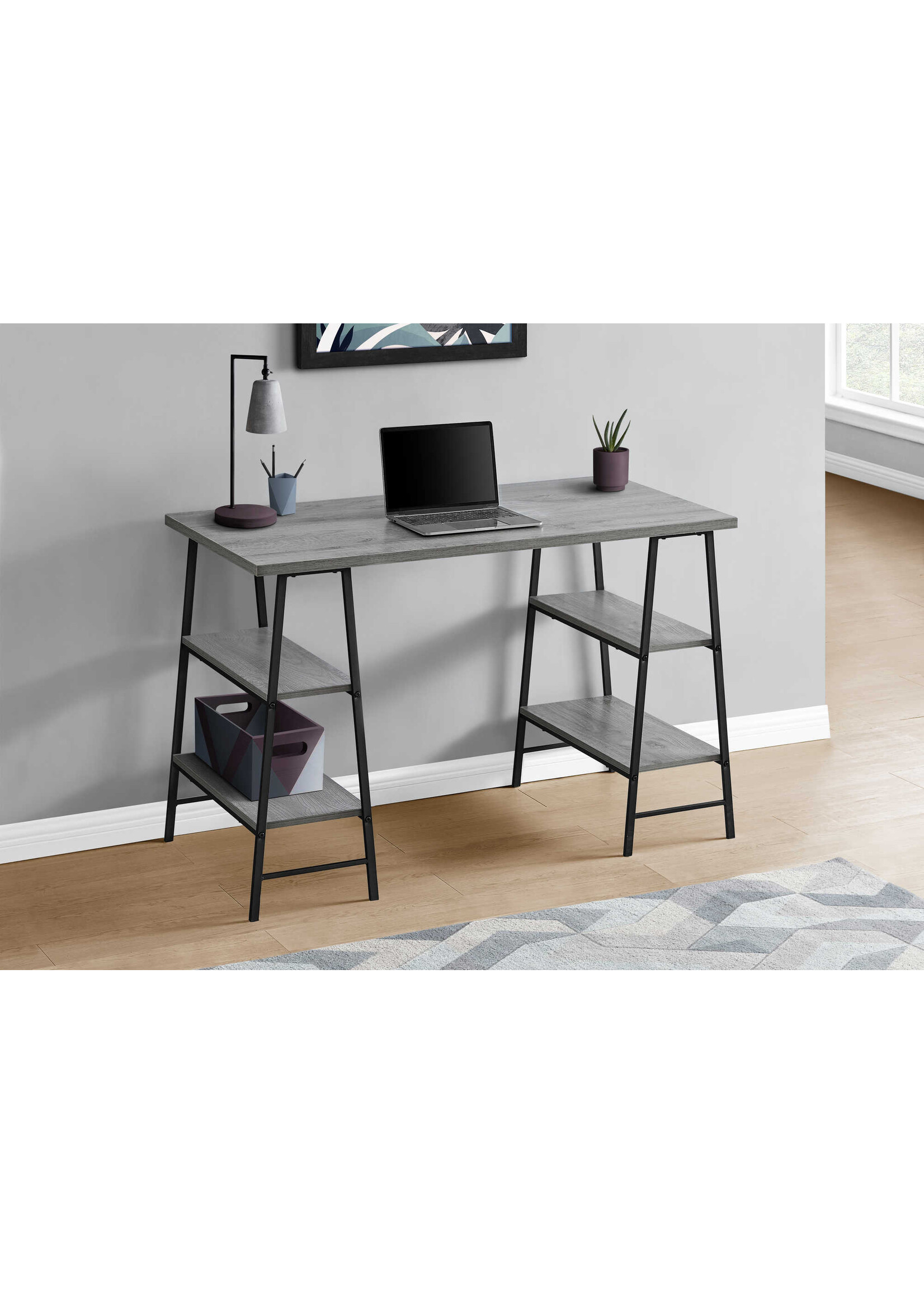 BUREAU - 48"L / GRIS / METAL NOIR