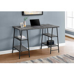 COMPUTER DESK - 48"L / GREY STONE-LOOK / BLACK METAL