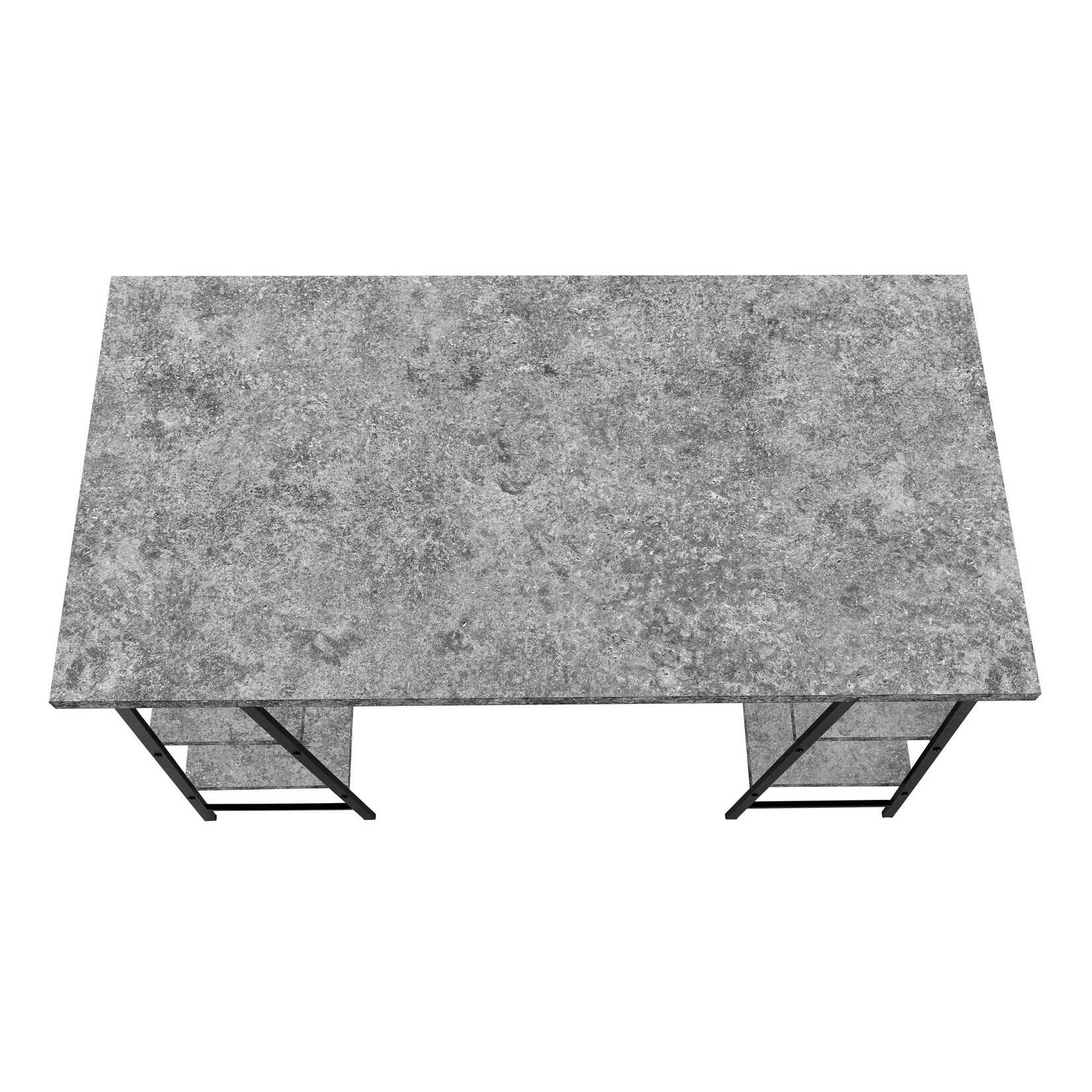 COMPUTER DESK - 48"L / GREY STONE-LOOK / BLACK METAL
