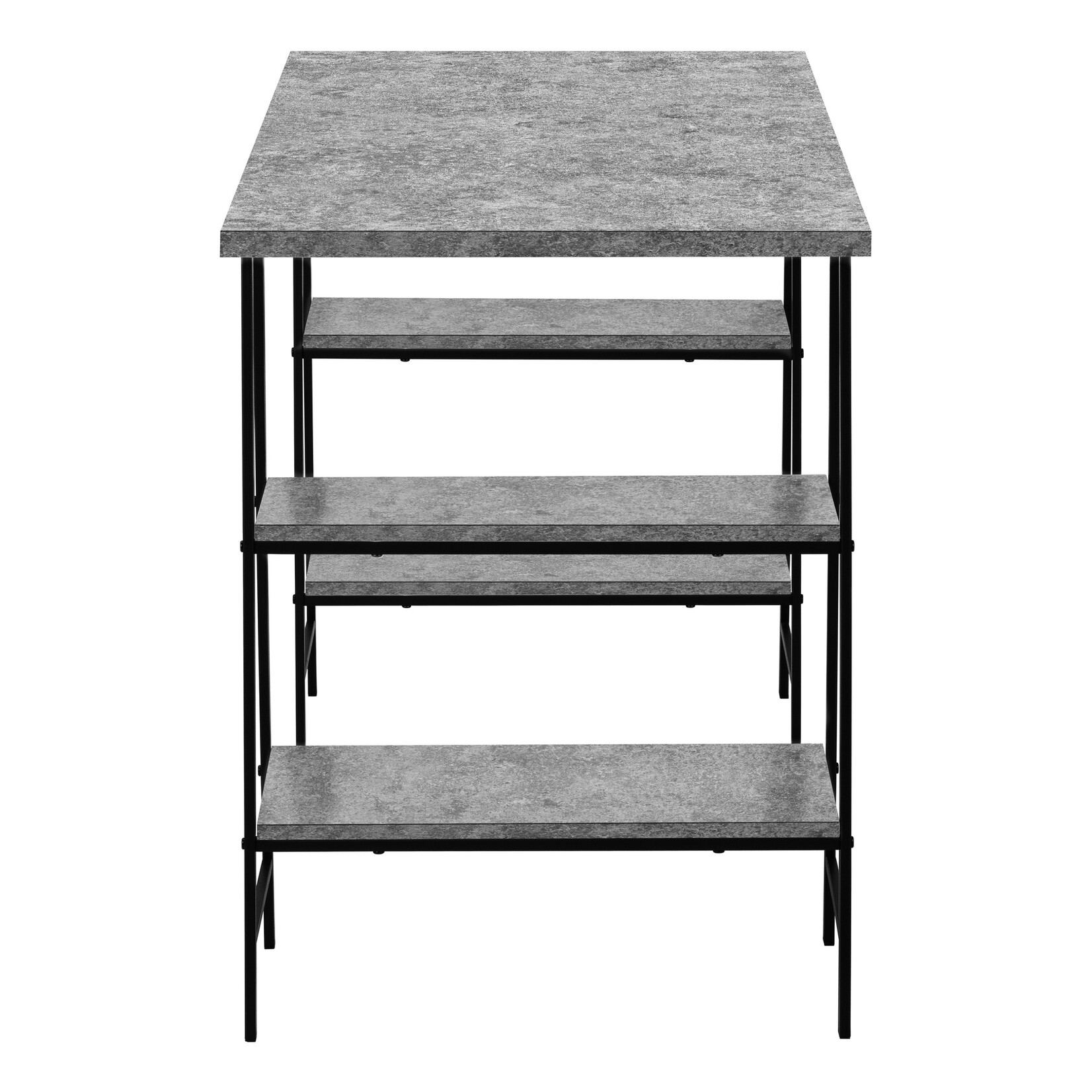 COMPUTER DESK - 48"L / GREY STONE-LOOK / BLACK METAL
