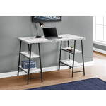 BUREAU - 48"L / FAUX MARBRE BLANC / METAL NOIR