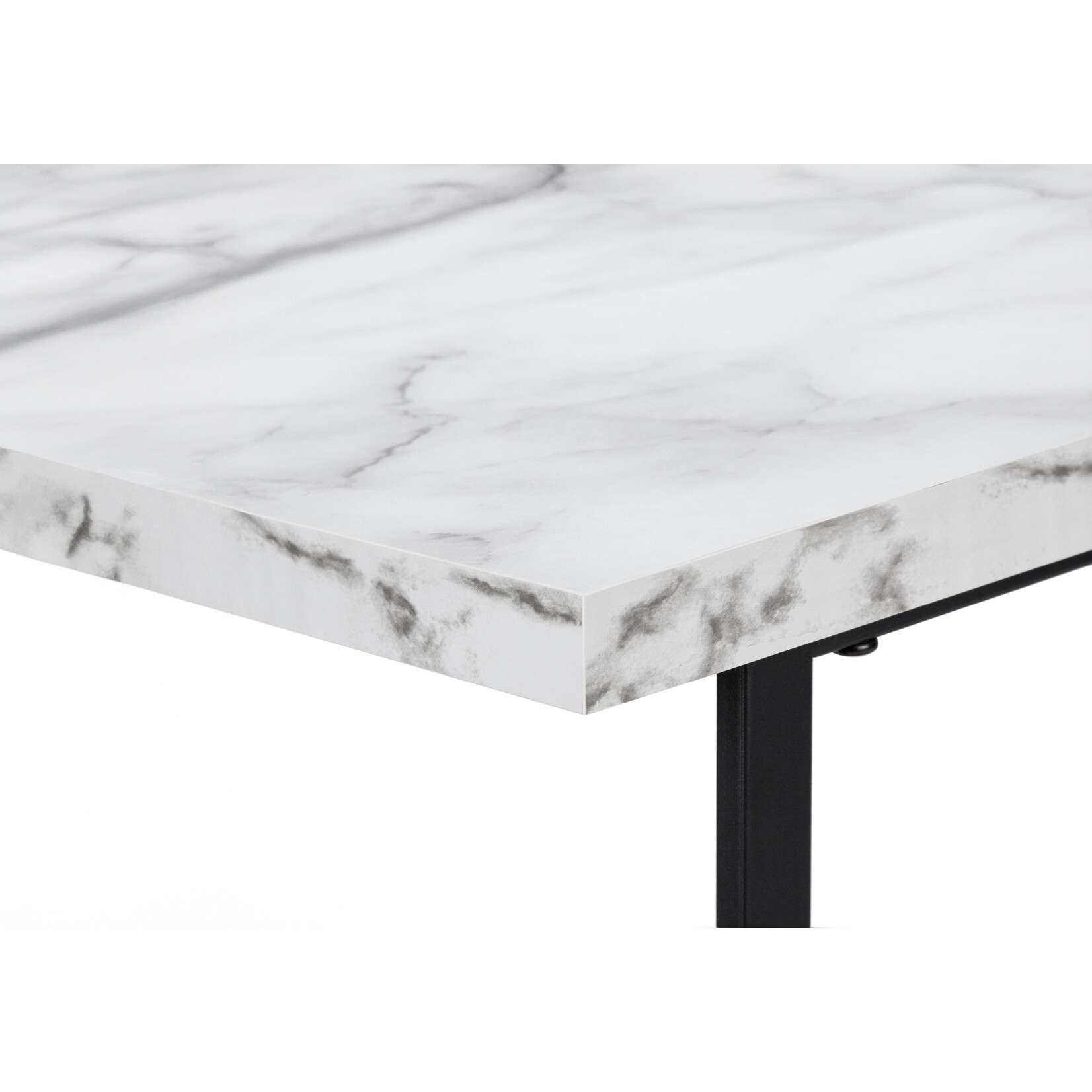COMPUTER DESK - 48"L / WHITE MARBLE-LOOK / BLACK METAL