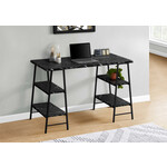 BUREAU - 48"L / FAUX MARBRE NOIR / METAL NOIR
