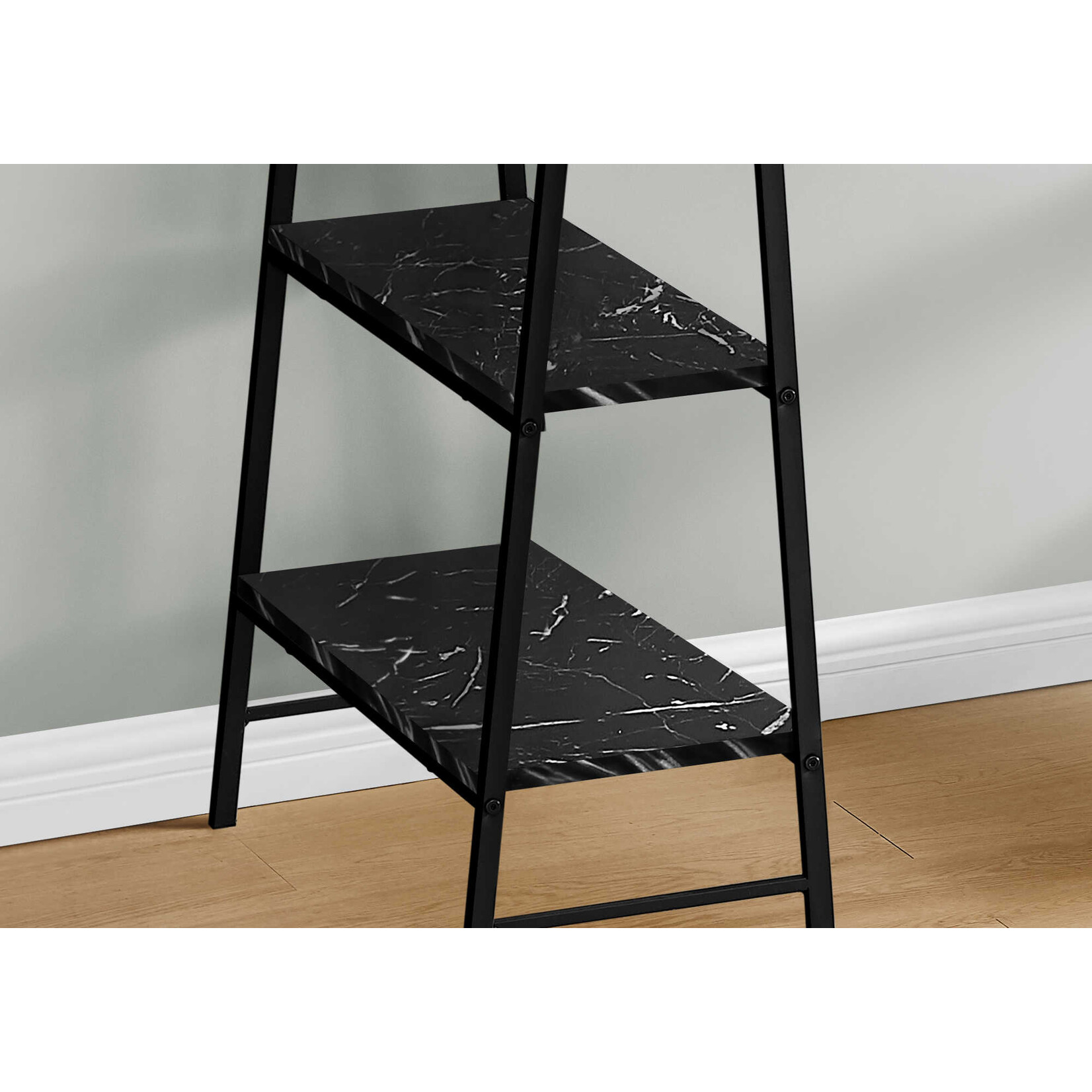 COMPUTER DESK - 48"L / BLACK MARBLE-LOOK / BLACK METAL