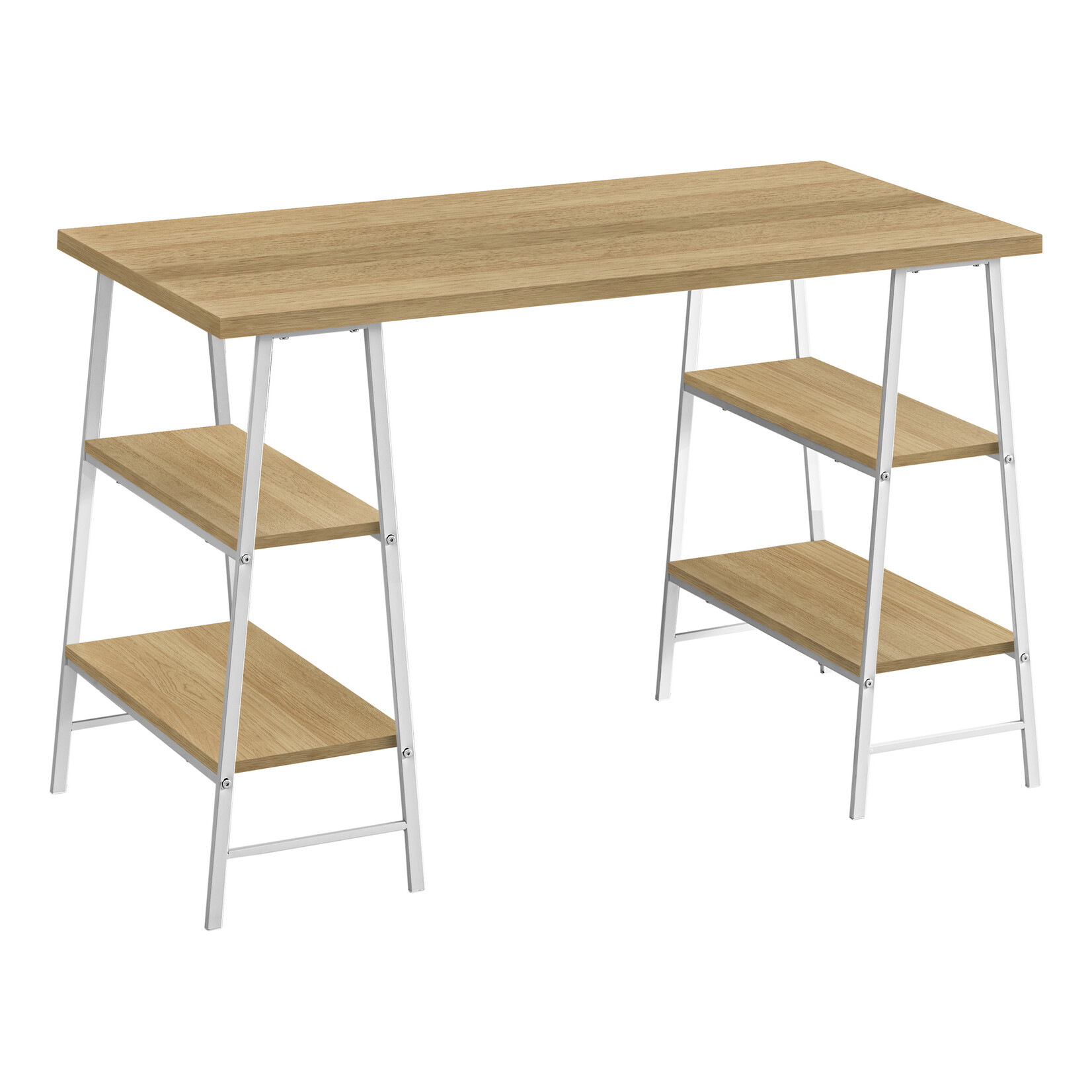 COMPUTER DESK - 48"L / NATURAL / WHITE METAL