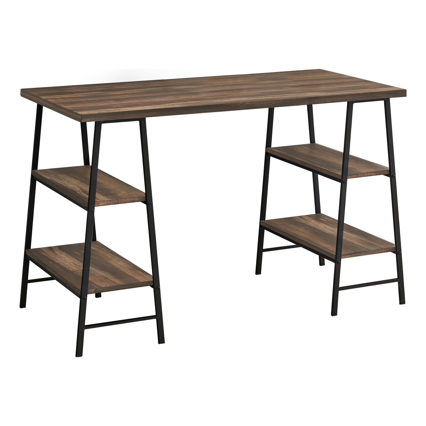 BUREAU - 48"L / FAUX BOIS BRUN / METAL NOIR