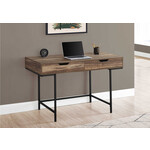 BUREAU - 48"L / FAUX BOIS BRUN / METAL NOIR