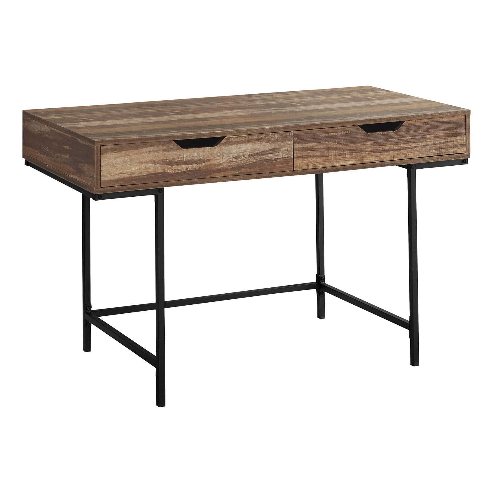 BUREAU - 48"L / FAUX BOIS BRUN / METAL NOIR