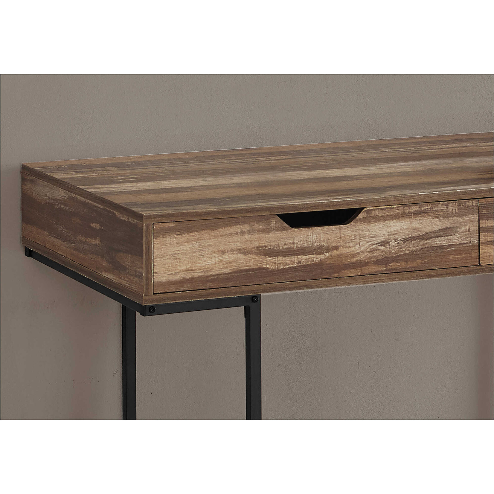 BUREAU - 48"L / FAUX BOIS BRUN / METAL NOIR