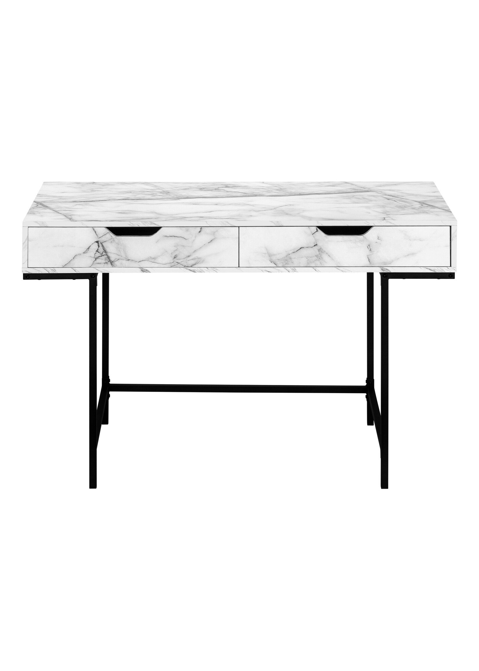 BUREAU - 48"L / FAUX MARBRE BLANC / METAL NOIR