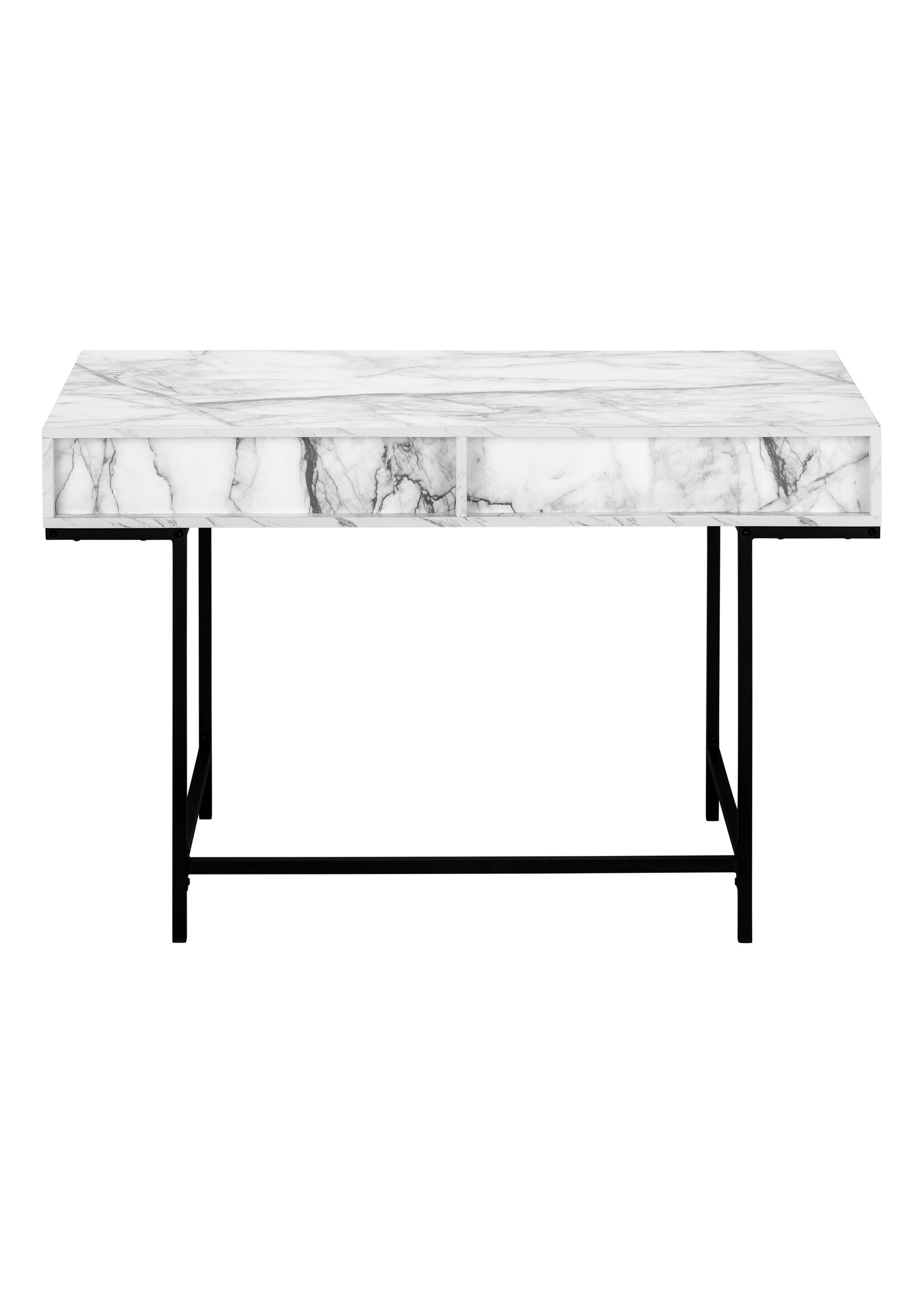 BUREAU - 48"L / FAUX MARBRE BLANC / METAL NOIR