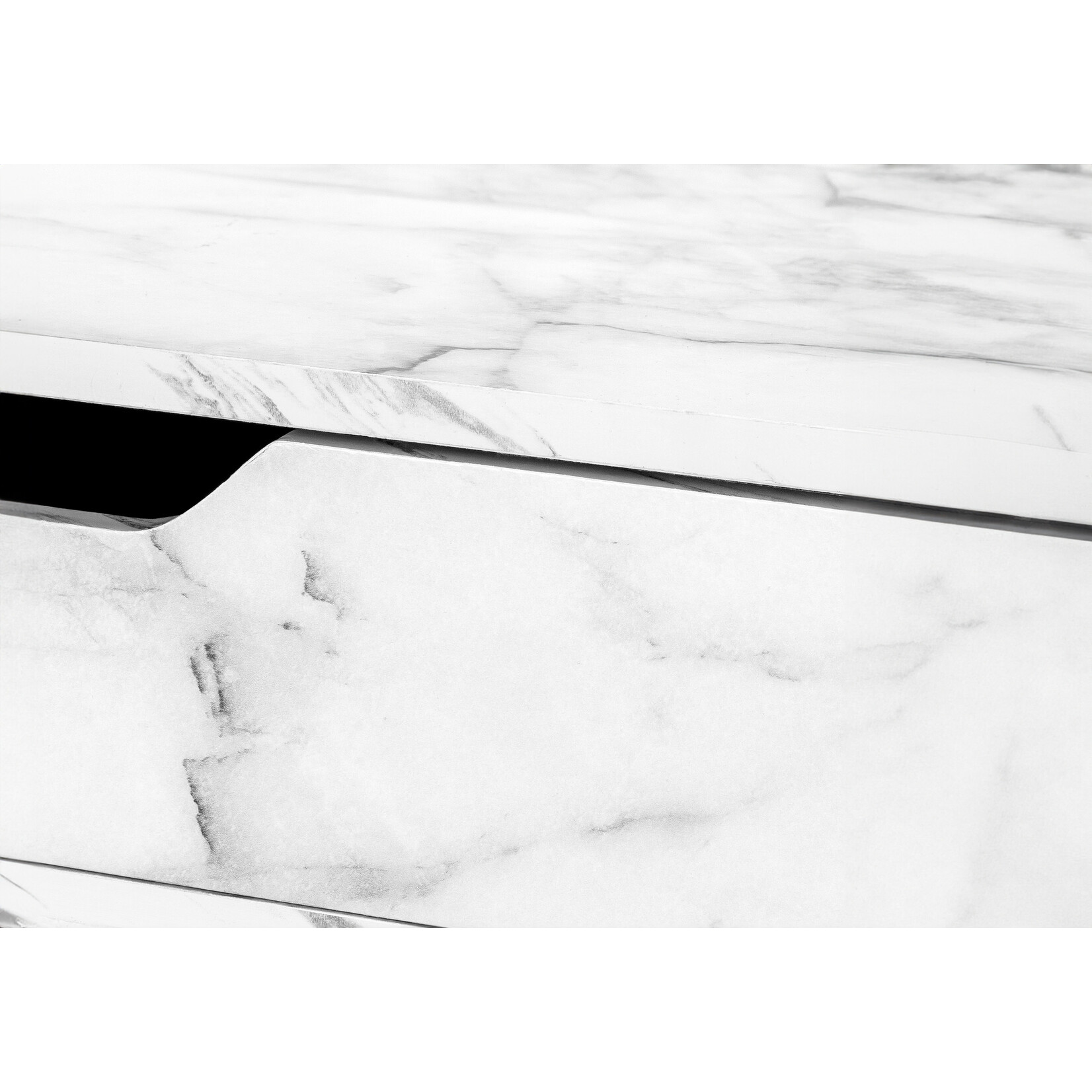 COMPUTER DESK - 48"L / WHITE MARBLE-LOOK / BLACK METAL