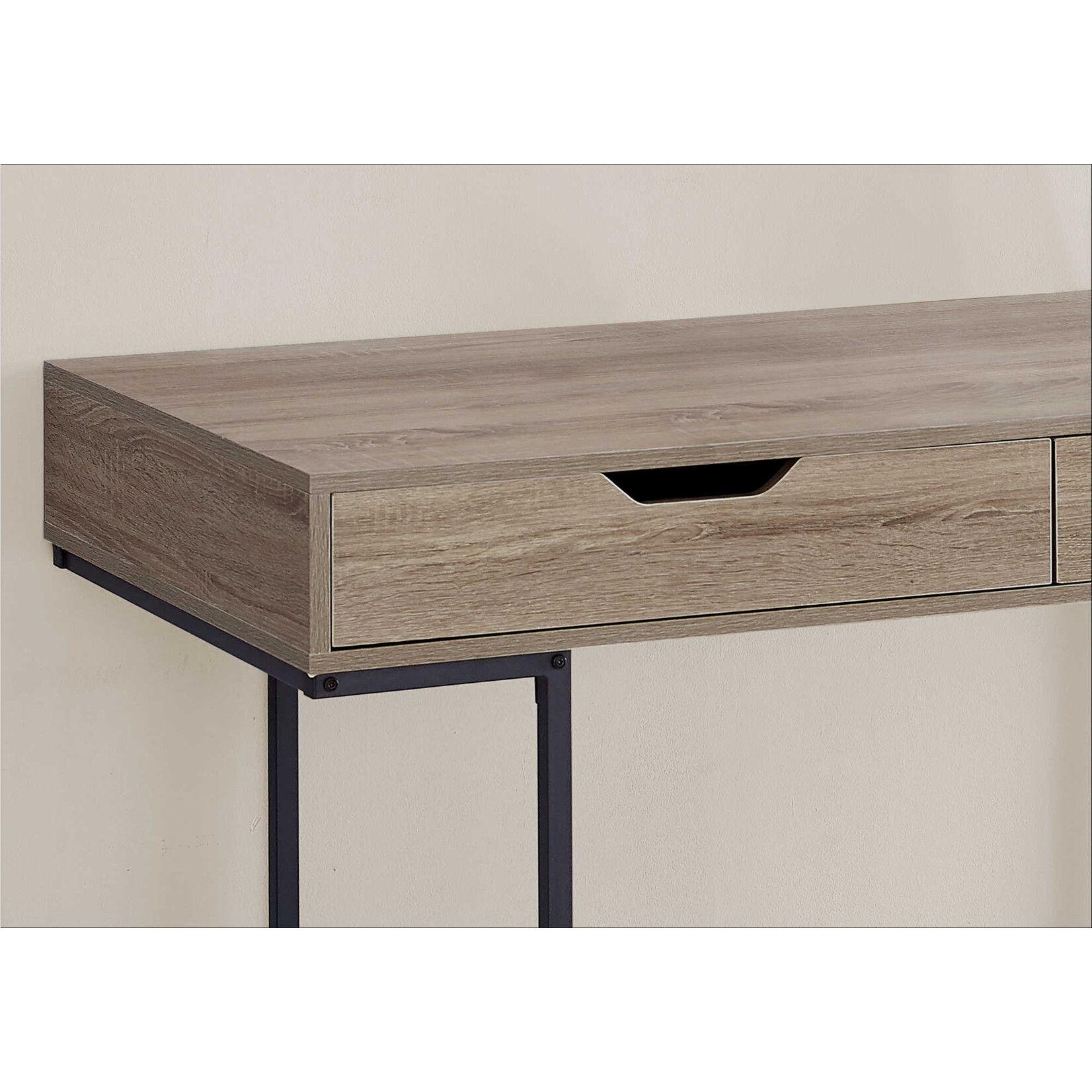 COMPUTER DESK - 48"L / DARK TAUPE / BLACK METAL
