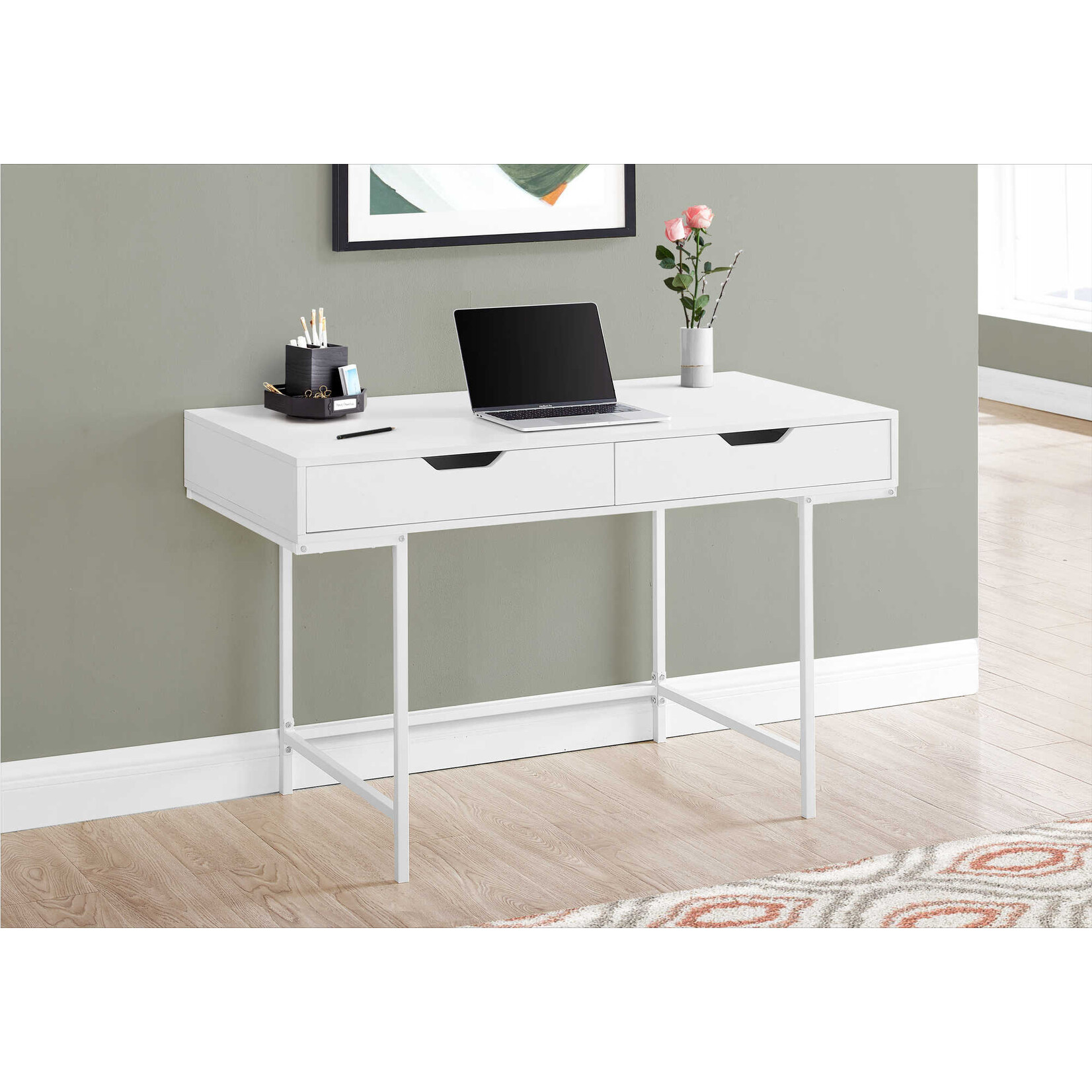 COMPUTER DESK - 48"L / WHITE / WHITE METAL