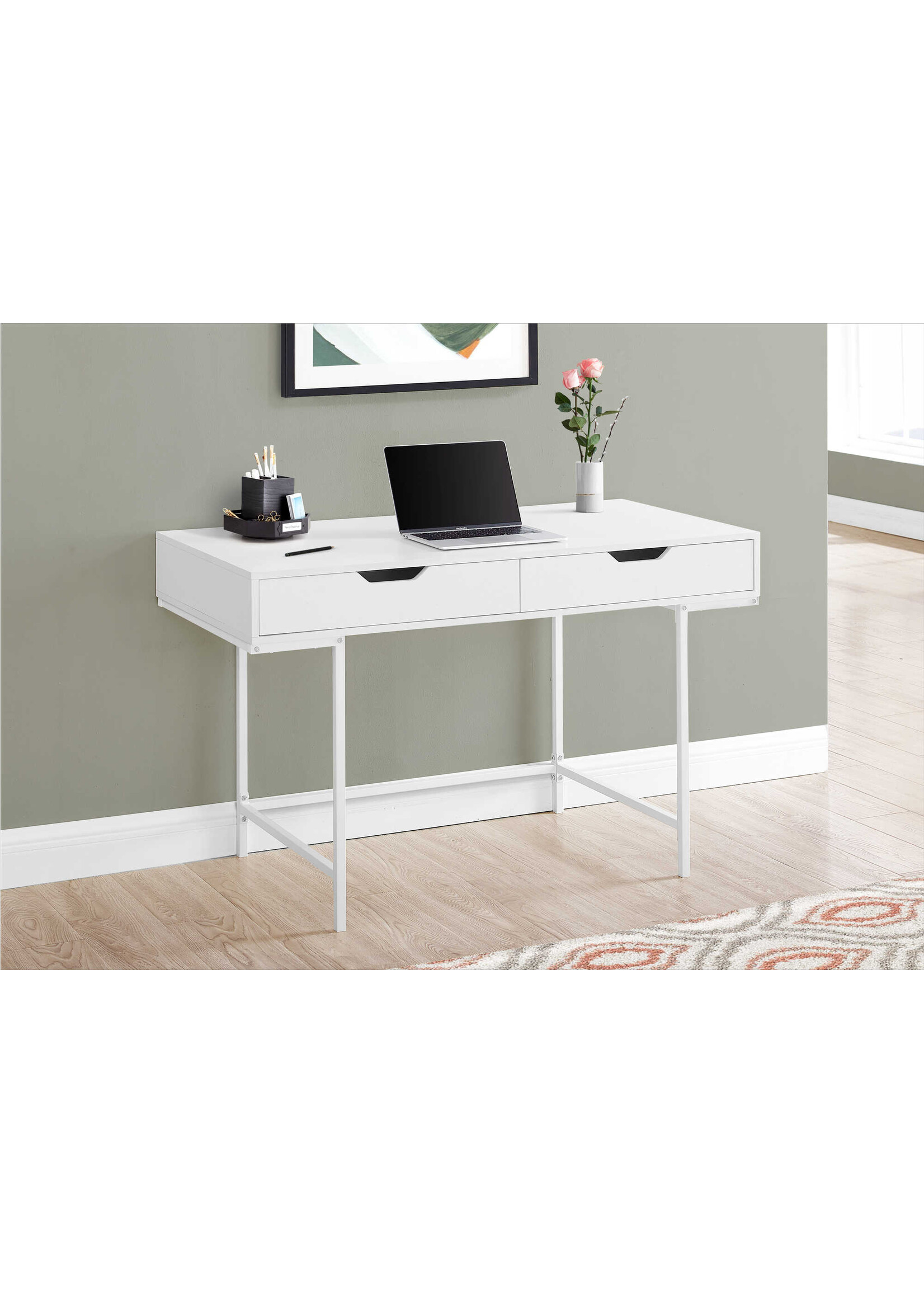 BUREAU - 48"L / BLANC / METAL BLANC