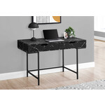 COMPUTER DESK - 48"L / BLACK MARBLE-LOOK / BLACK METAL