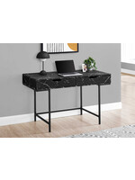 BUREAU - 48"L / FAUX MARBRE NOIR / METAL NOIR