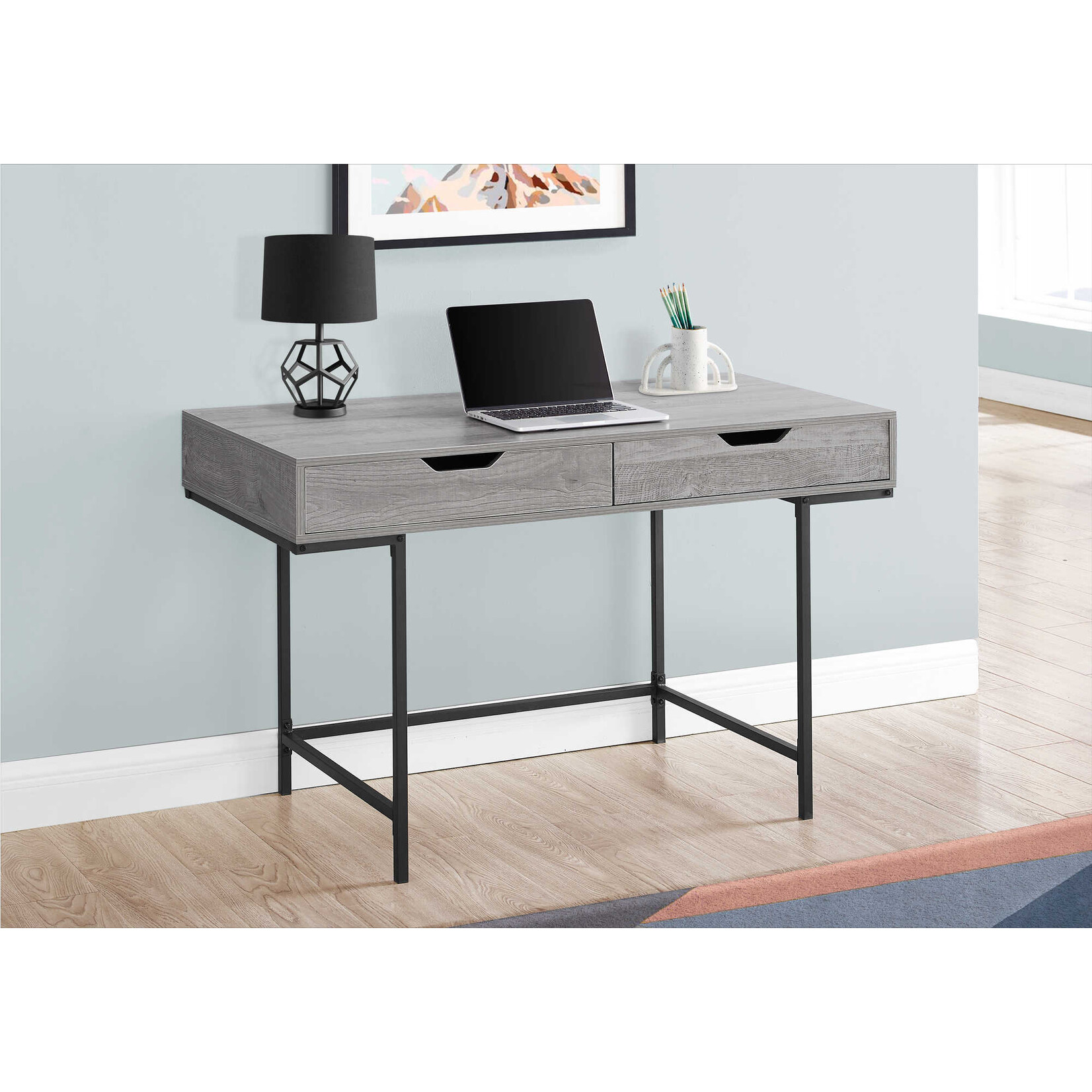 COMPUTER DESK - 48"L / GREY / BLACK METAL