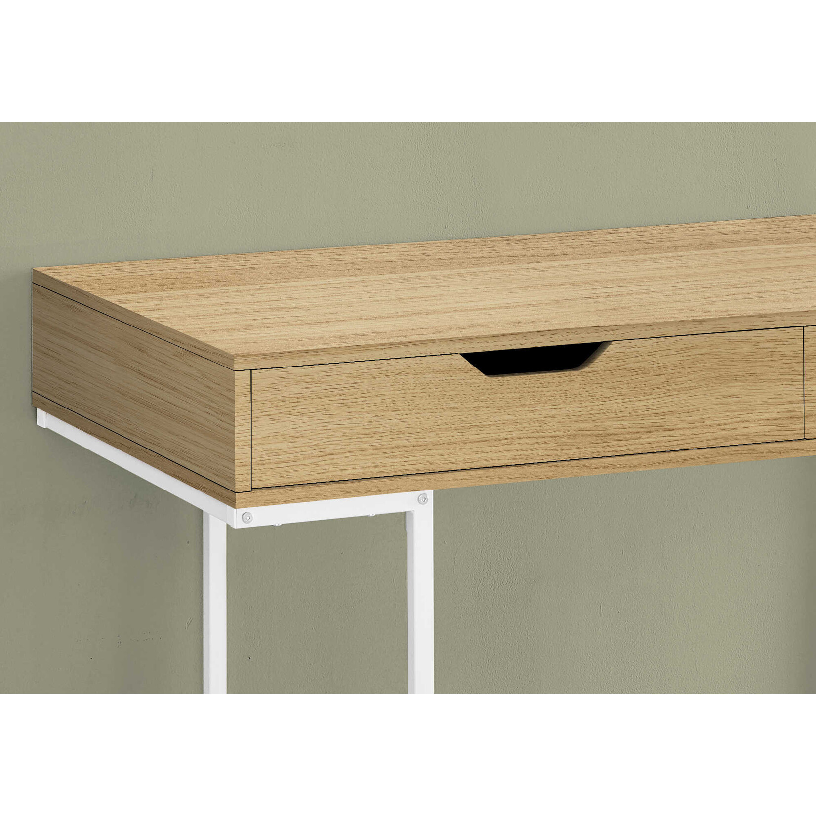 COMPUTER DESK - 48"L / NATURAL / WHITE METAL
