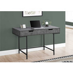 COMPUTER DESK - 48"L / GREY STONE-LOOK / BLACK METAL