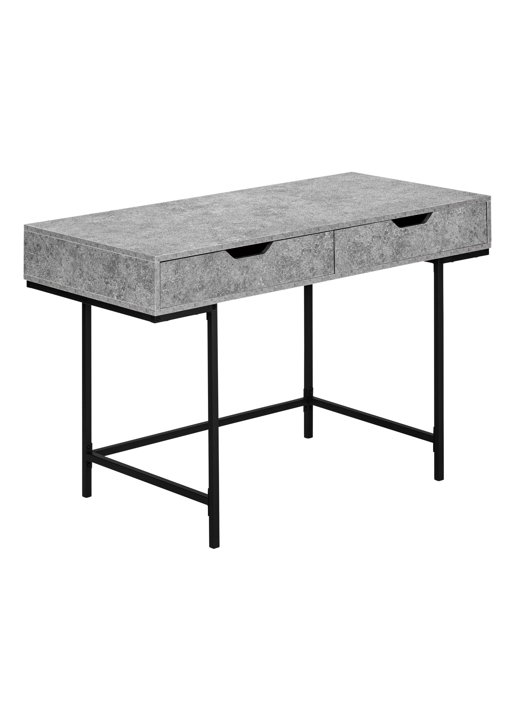 COMPUTER DESK - 48"L / GREY STONE-LOOK / BLACK METAL