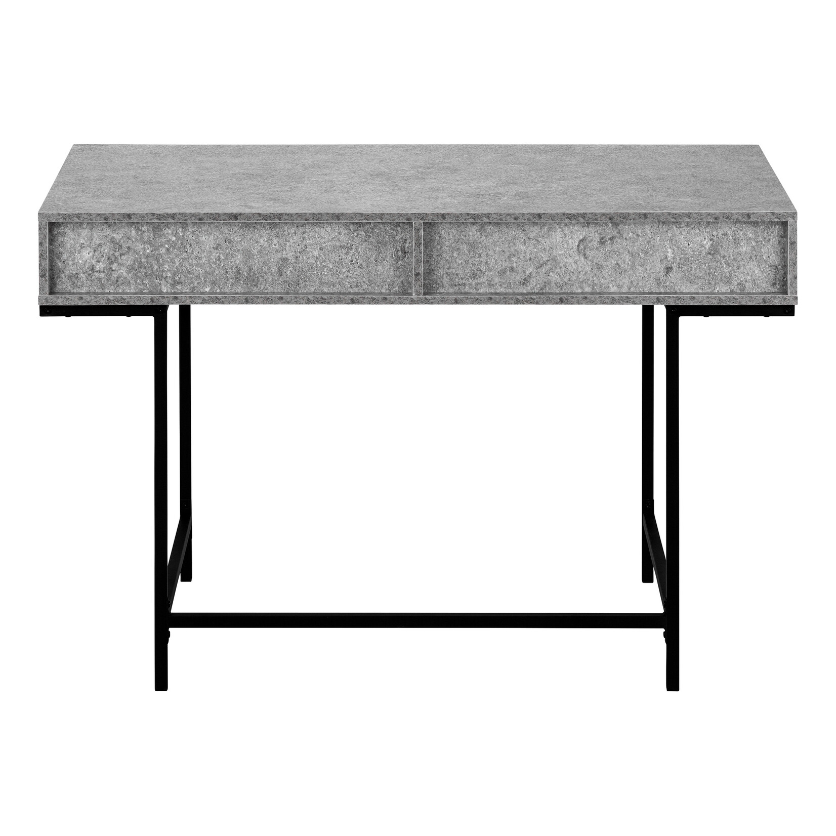 COMPUTER DESK - 48"L / GREY STONE-LOOK / BLACK METAL