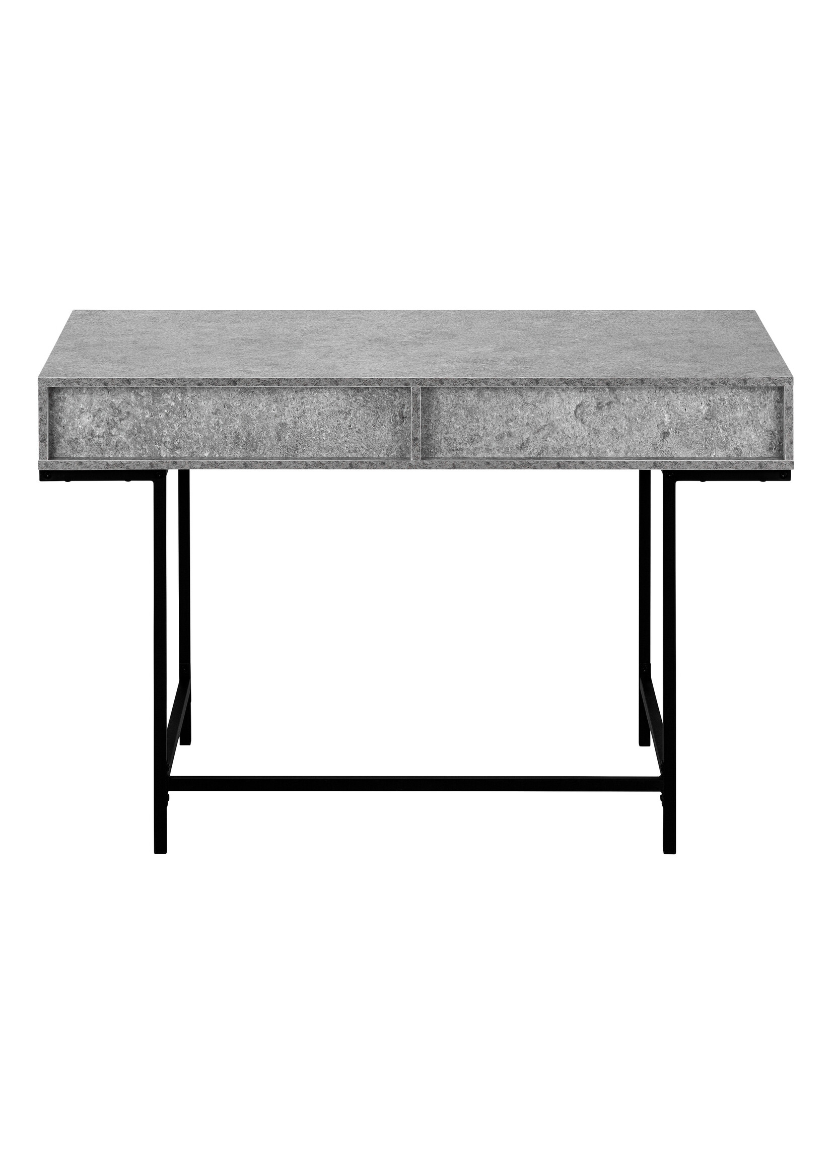 COMPUTER DESK - 48"L / GREY STONE-LOOK / BLACK METAL