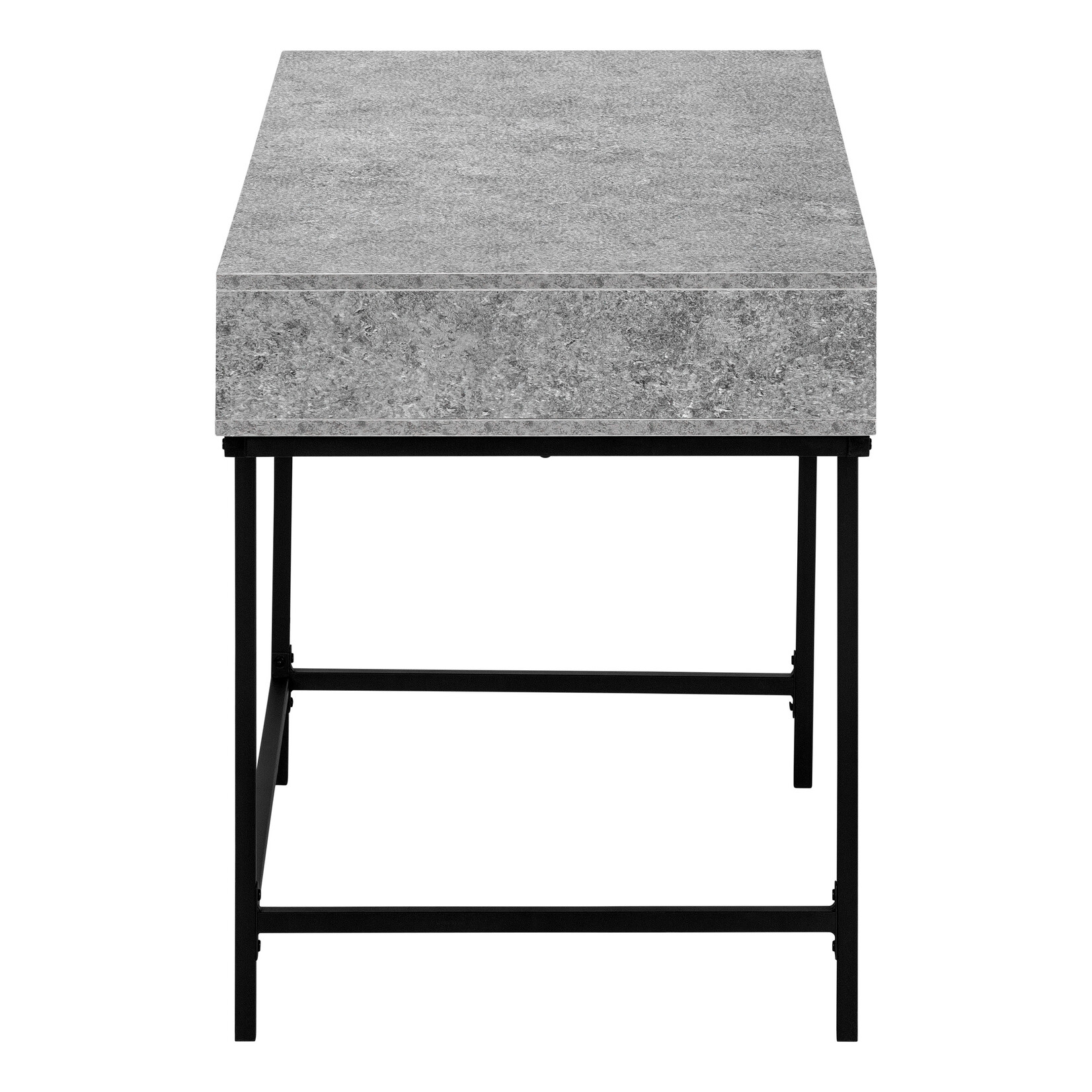 COMPUTER DESK - 48"L / GREY STONE-LOOK / BLACK METAL