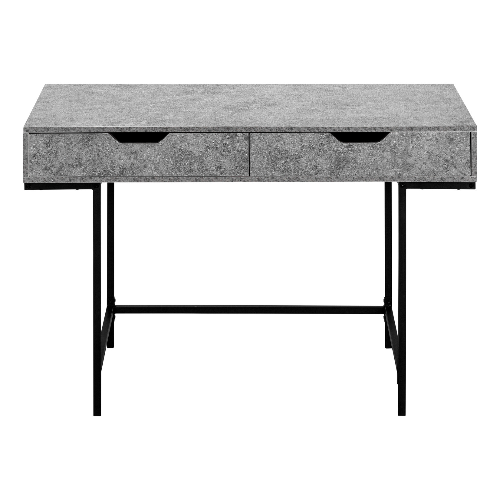 COMPUTER DESK - 48"L / GREY STONE-LOOK / BLACK METAL