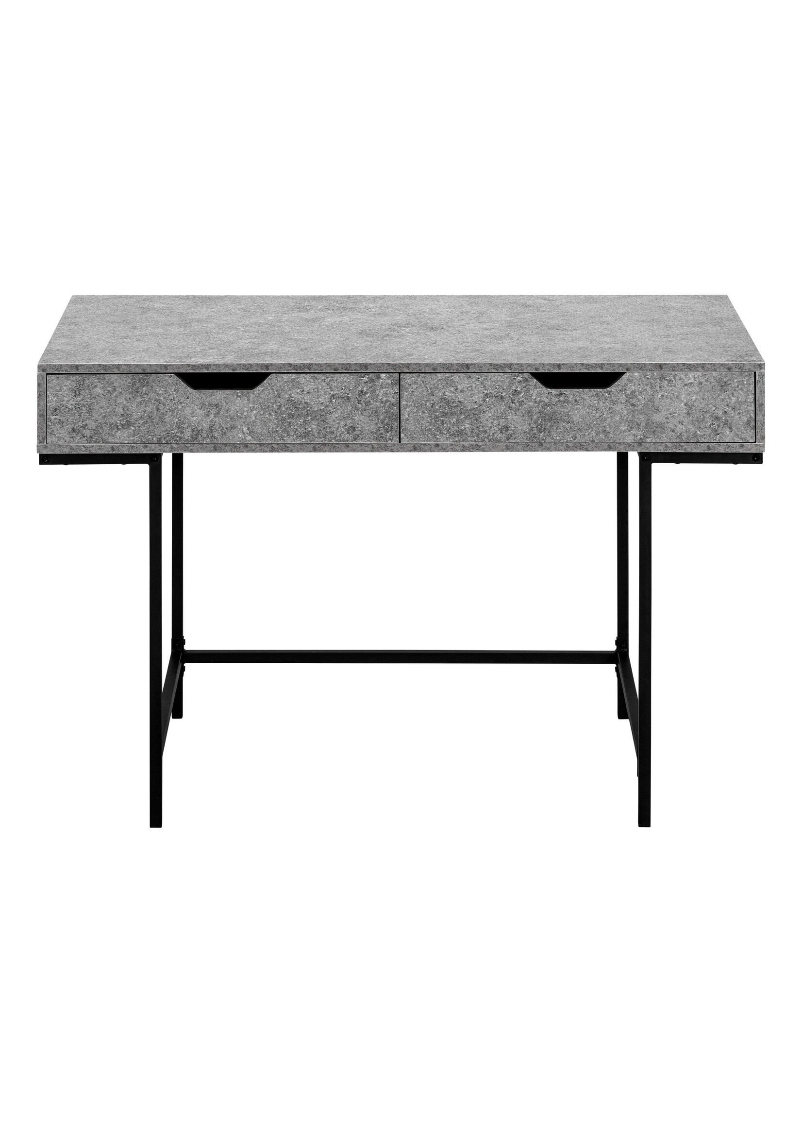 COMPUTER DESK - 48"L / GREY STONE-LOOK / BLACK METAL