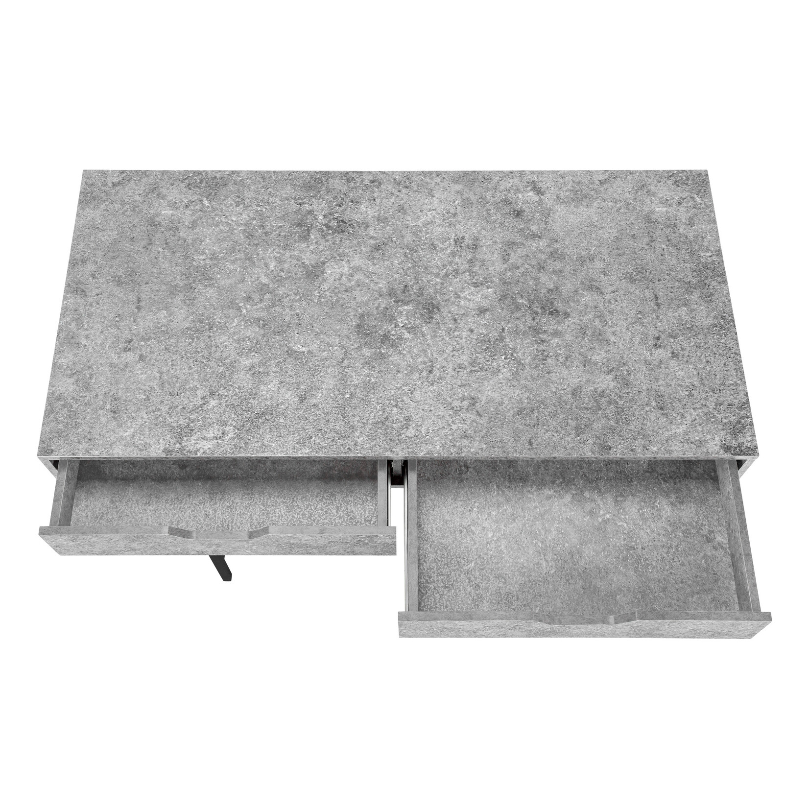 COMPUTER DESK - 48"L / GREY STONE-LOOK / BLACK METAL