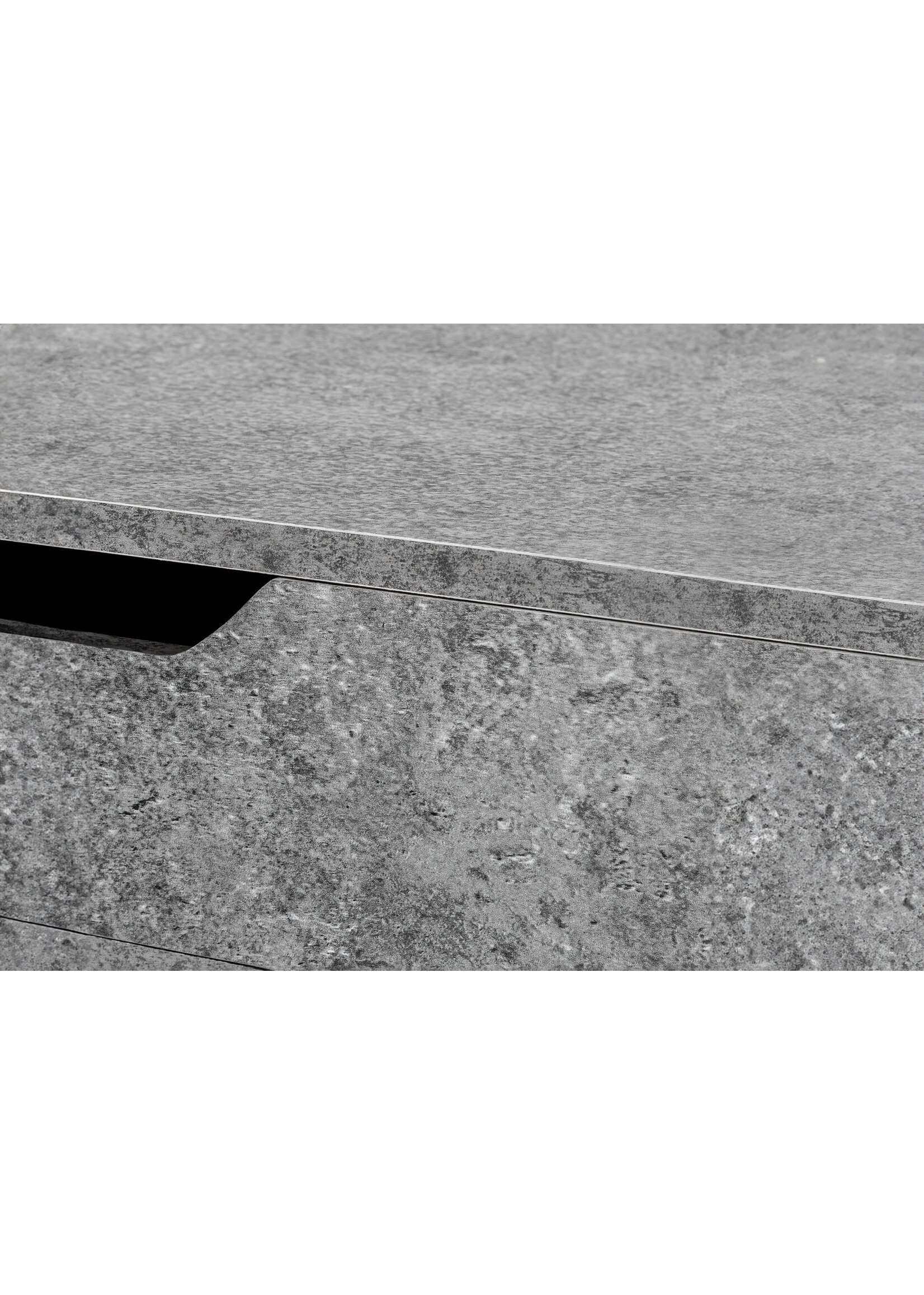 COMPUTER DESK - 48"L / GREY STONE-LOOK / BLACK METAL