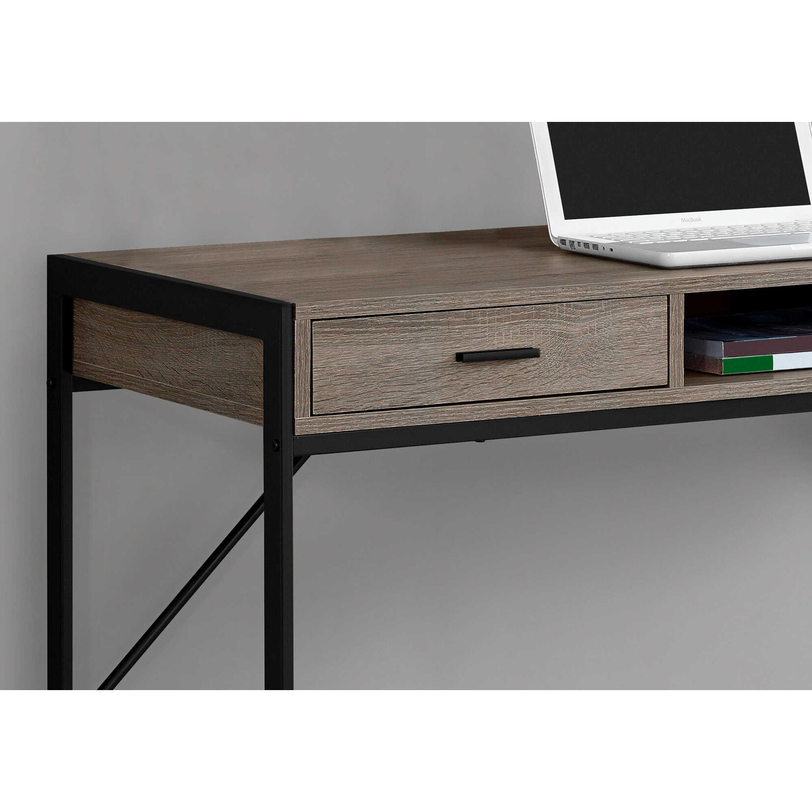 BUREAU - 48"L / TAUPE FONCE / METAL NOIR