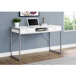 COMPUTER DESK - 48"L / WHITE / SILVER METAL