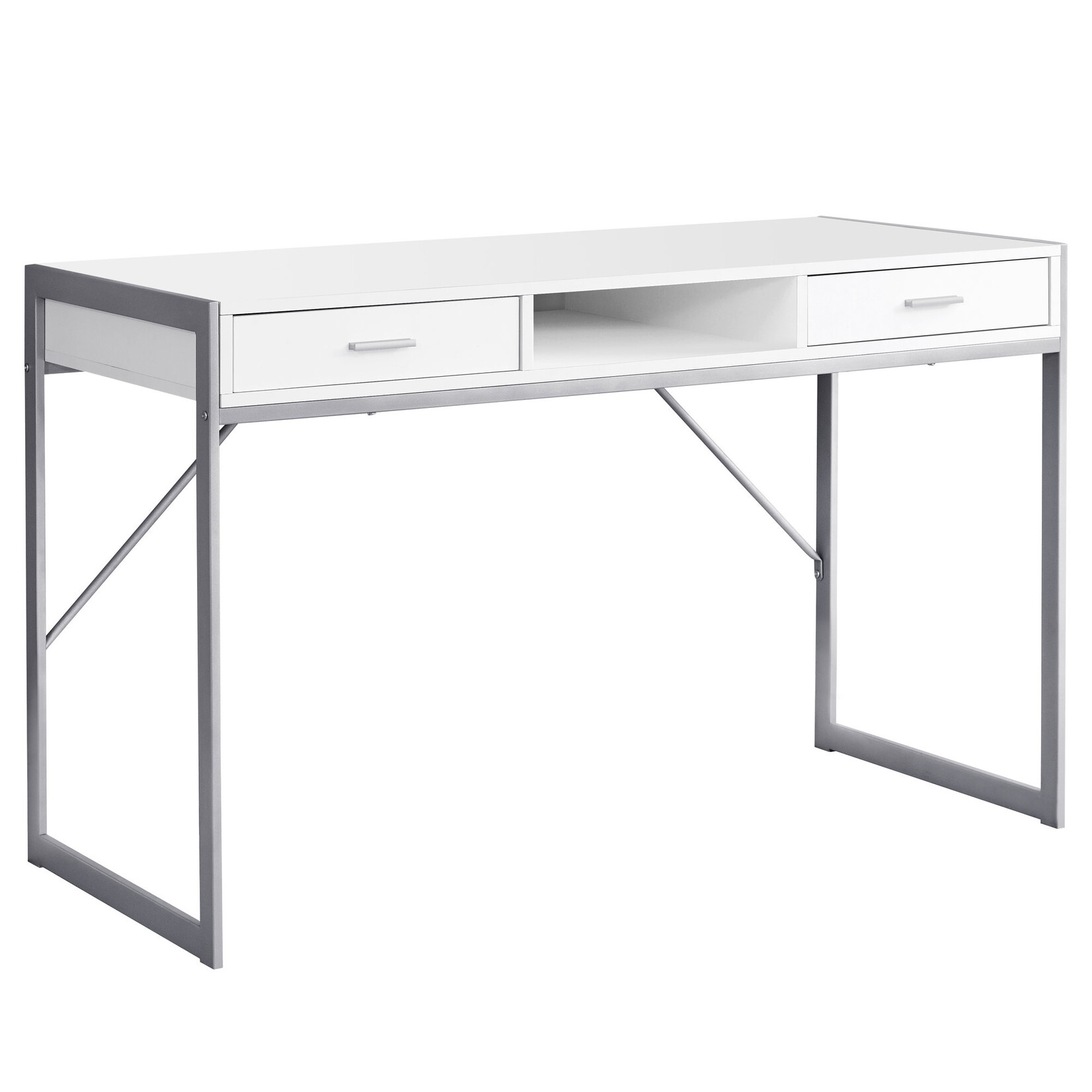COMPUTER DESK - 48"L / WHITE / SILVER METAL