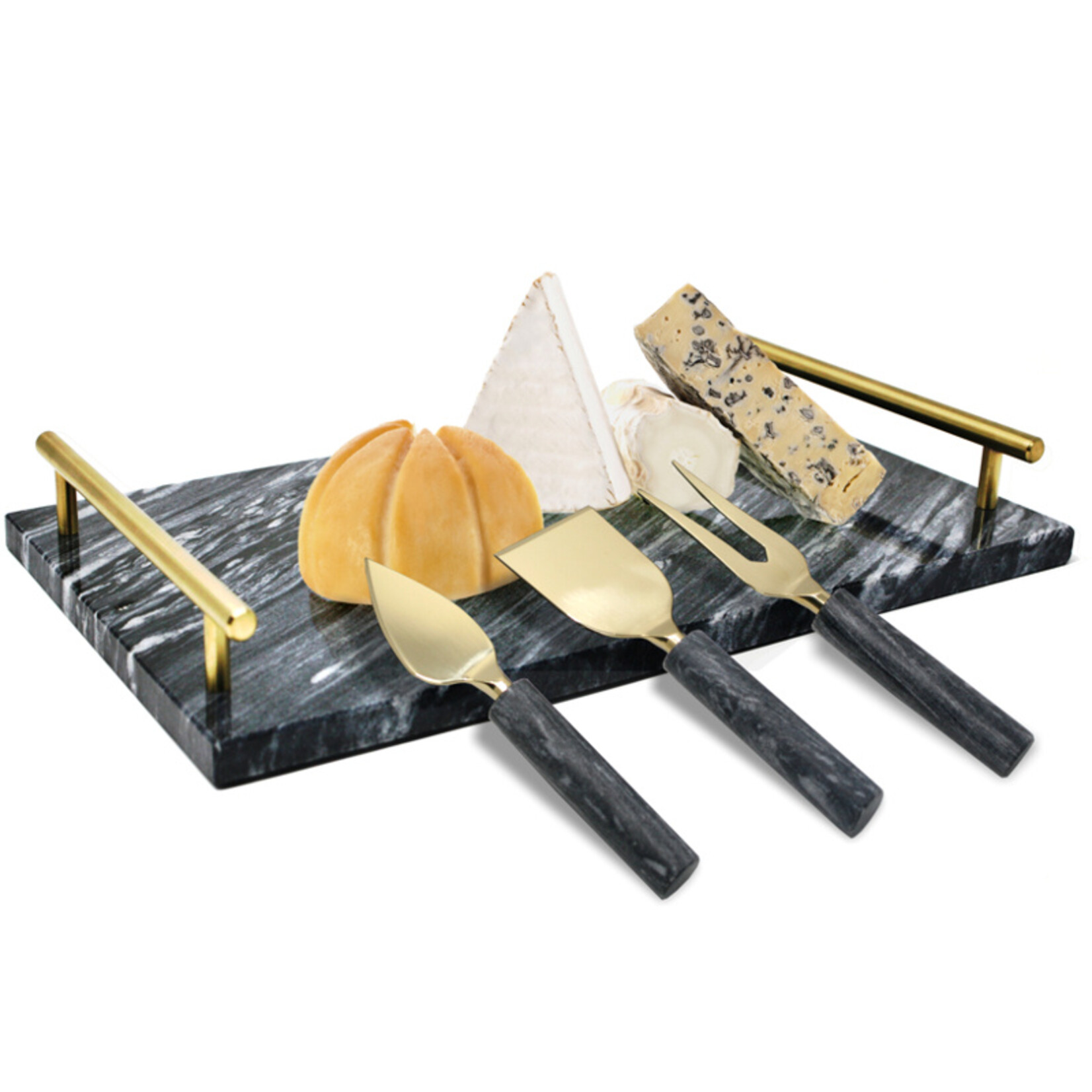 Danesco Ensemble de 3 couteaux à fromage en marbre