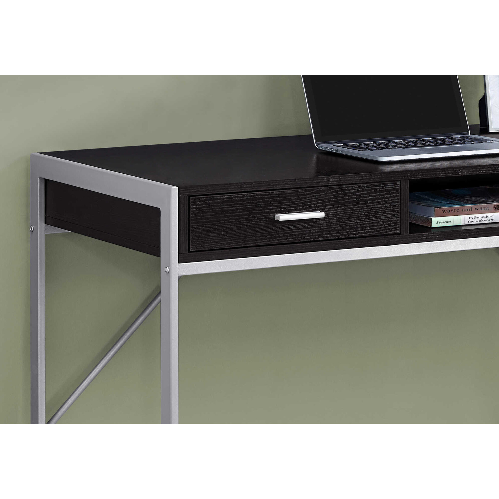COMPUTER DESK - 48"L / CAPPUCCINO / SILVER METAL