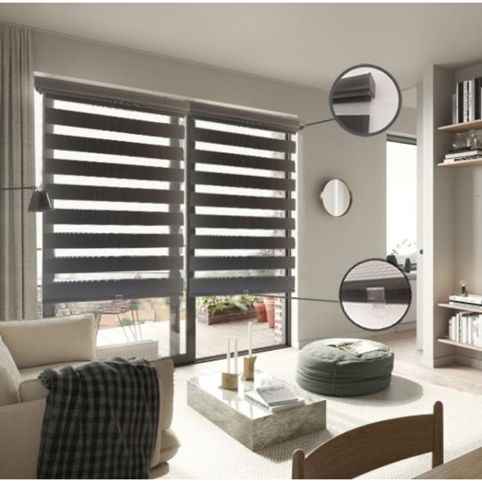 ITY INTERNATIONAL Olivia Stone Zebra Cordless Blinds, Black
